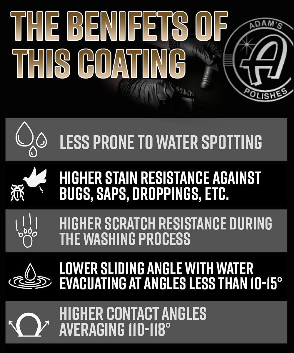 Adam's Polishes Graphene Ceramic Coating Kit - 10H Protection, UV Glow Technology, Standard Size, Ideal for Car Detailing