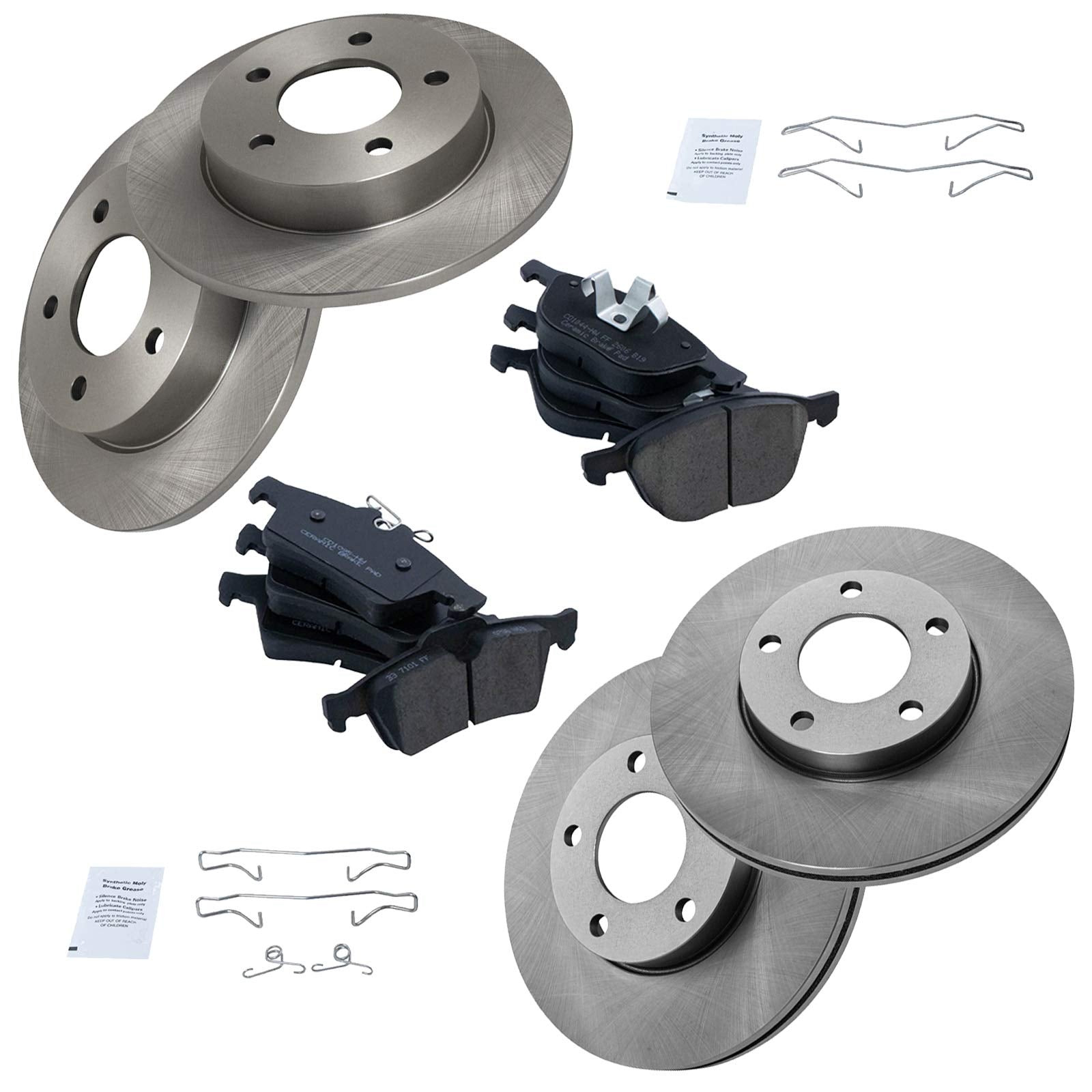 Trq Front And Rear Brake Pad & Rotor Kit Brake Pads Brake Rotor Ceramic Compatible With 2006-2013 Mazda 3