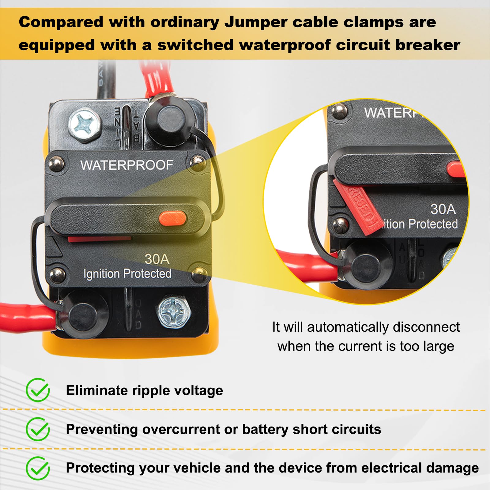 Tofcbye Jumper Cables for De.Walt 20V Batteries, Surge Protection, Overcurrent Protector, Safe Car Battery Jump Starter