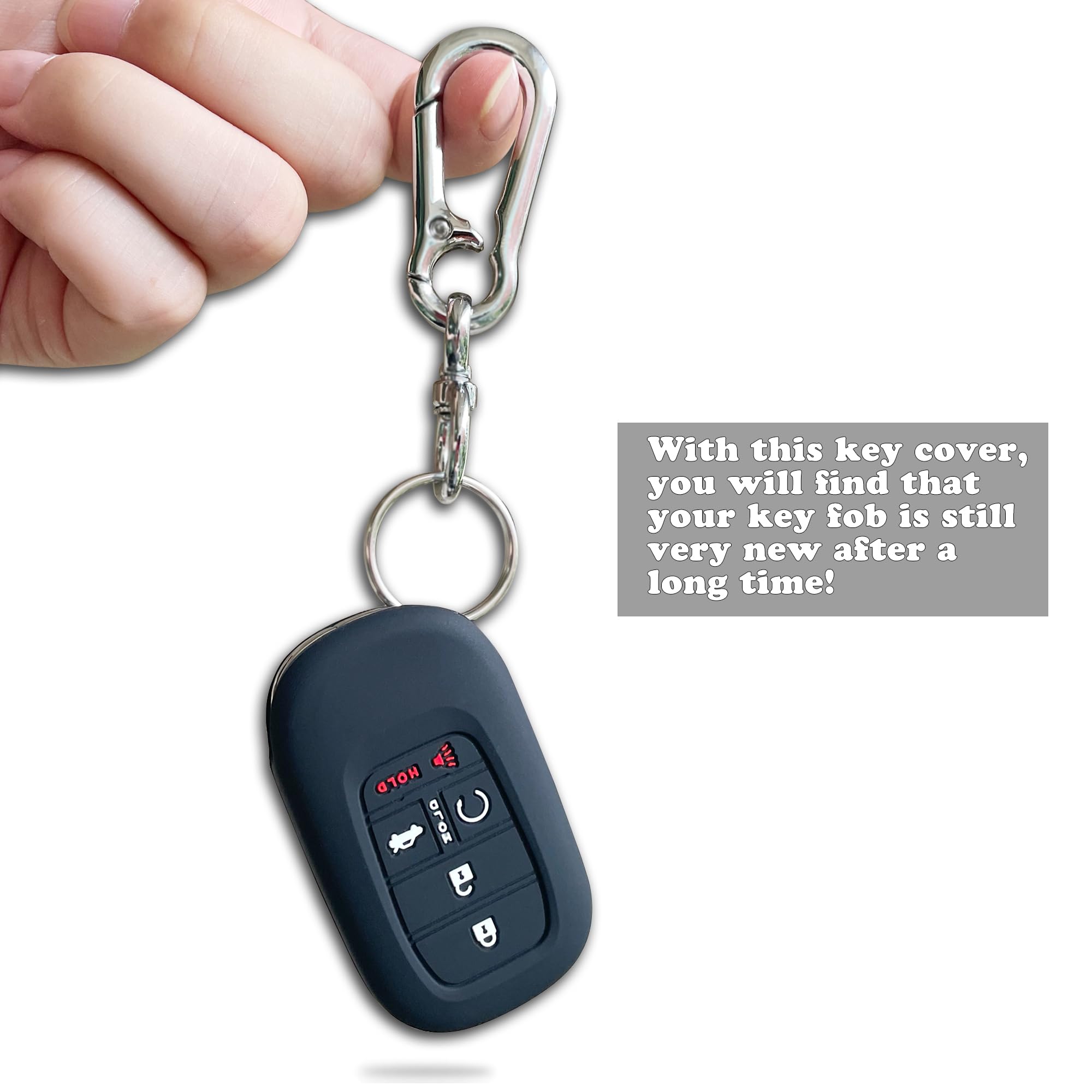 Tandrive Key Fob Cover For (5 Buttons) Honda 2022 2023 2024 2025 Civic Accord Hr-V Pilot Cr-V, Silicone, 2-Pack, Black