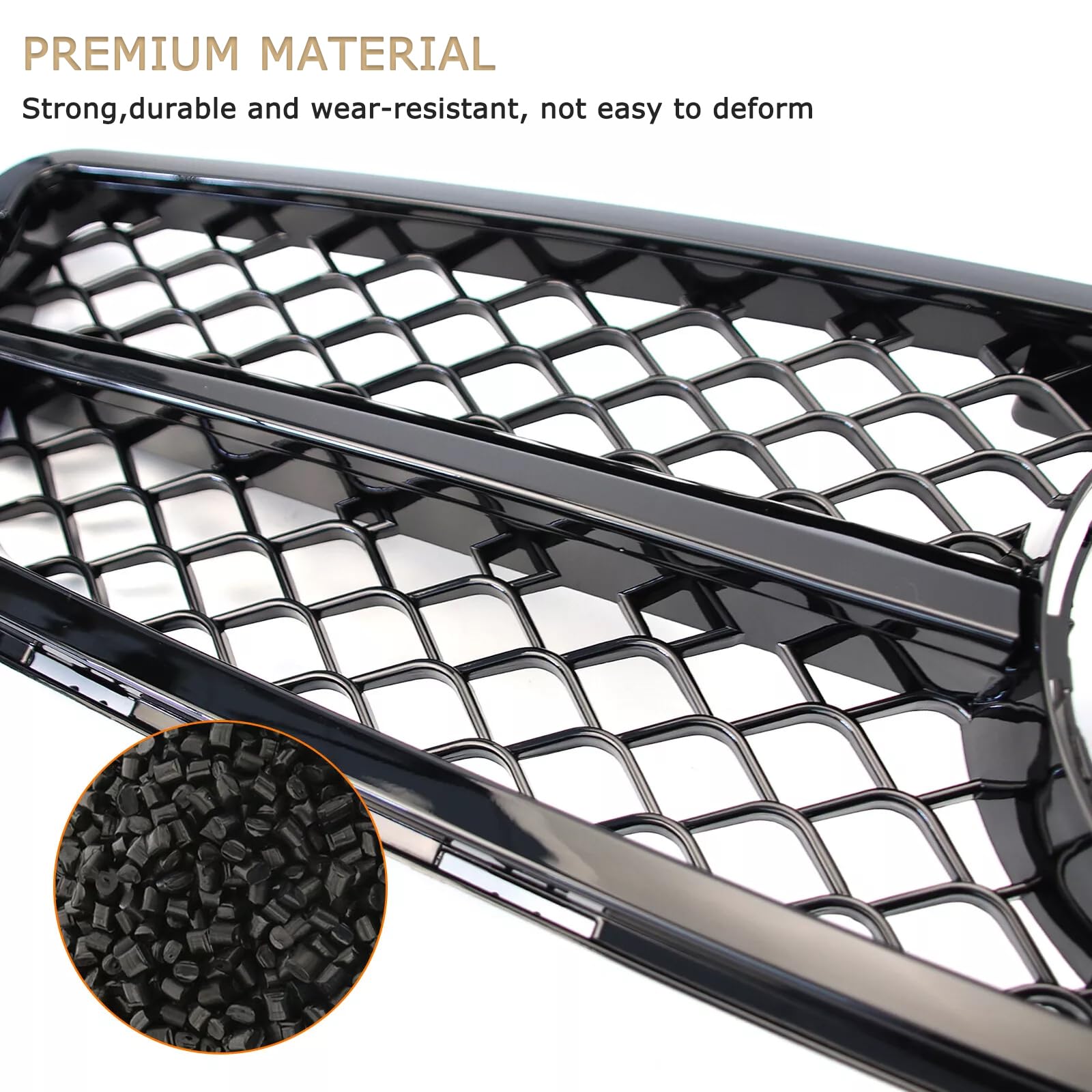 DIBON AUTO Front Grille for 2008-2014 Mercedes Benz W204 C Class, AMG Style, Gloss Black, Durable ABS Plastic
