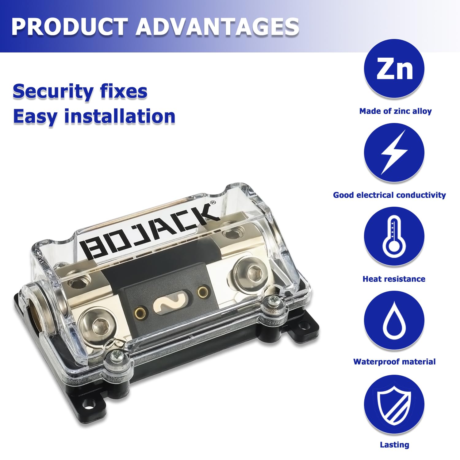 Bojack 0/2/4 Gauge Awg In-Line Anl Fuse Holder With 400 Amp Fuse No Wire Terminals Needed Inline Fuse Holder With Insulating Cov