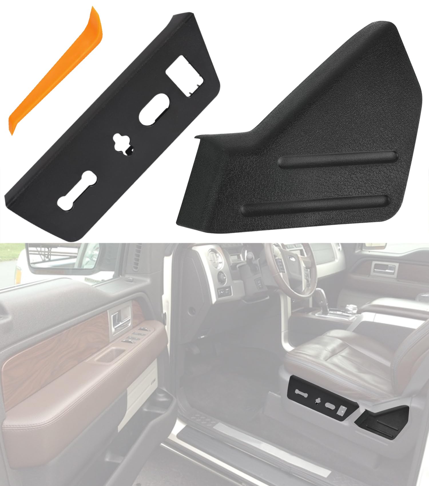 Okparz Replacement For Front Left Lh Driver Seat Trim Cover Panel & Seat Switch Housing Bezel 2009-2014 Ford F-150 F150 9L3Z1661