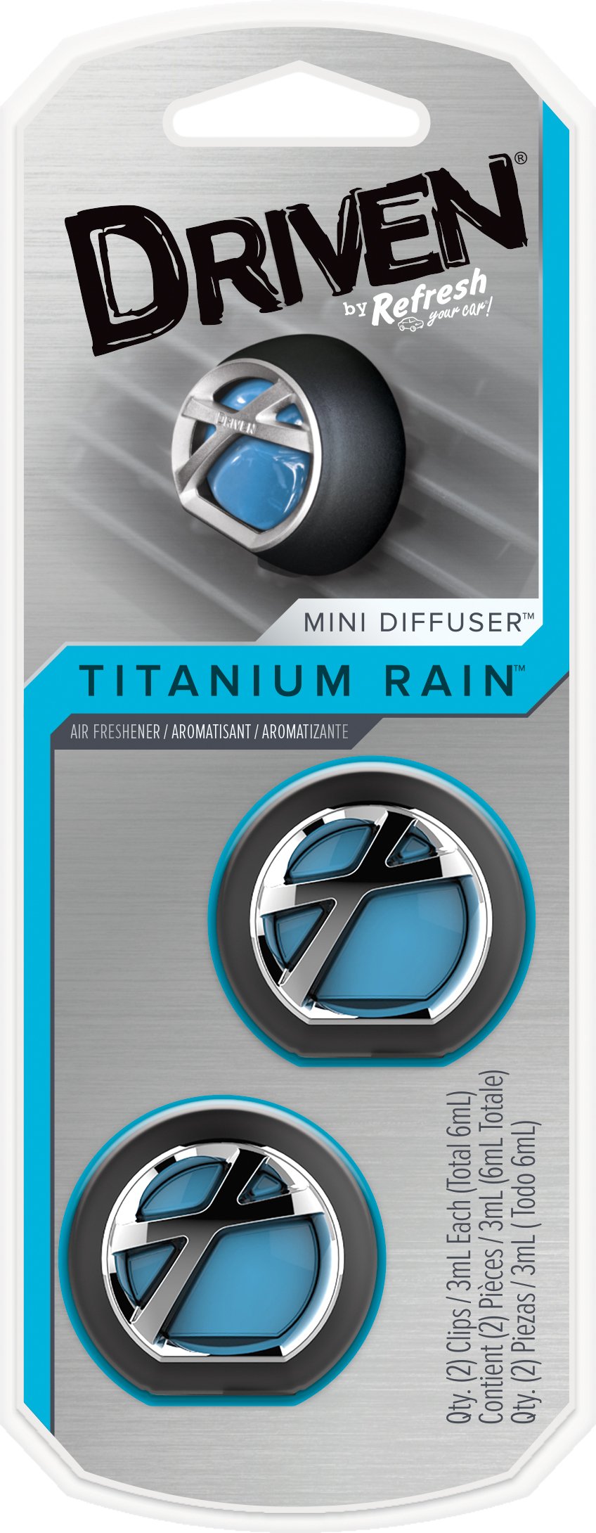 Refresh Your Car Driven By Refresh Your Car! E301452100 Mini Oil Diffuser, Titanium Rain, 2 Per Pack