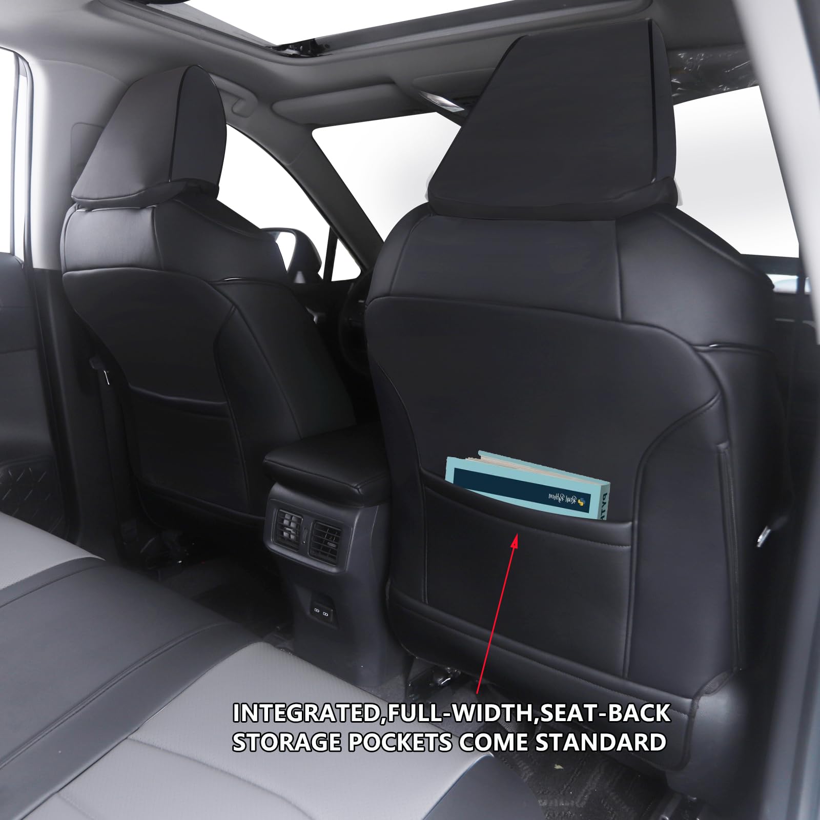 HKZ Custom Fit Corolla Car Seat Cover Full Set for Toyota Corolla 2020 2021 2022 L LE Models - Durable Faux Leather (Black+Grey)