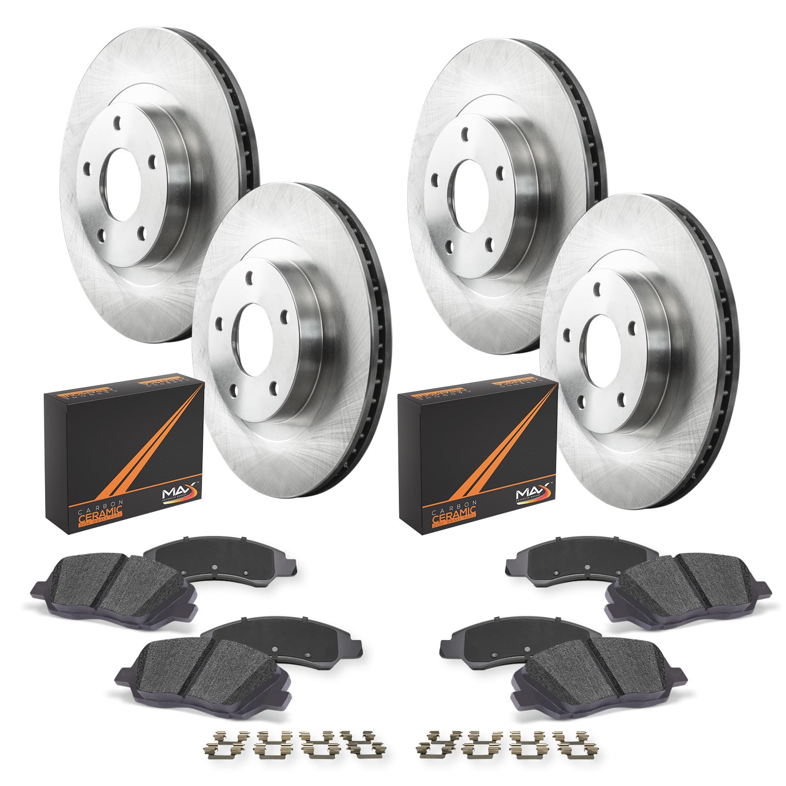 Max Advanced Brakes Front & Rear Brake Kit For 2012-2020 Dodge Grand Caravan Town&Country Dual Piston Front Caliper Replacement Premium Oe Disc Brake Rotors And Ceramic Brake Pads