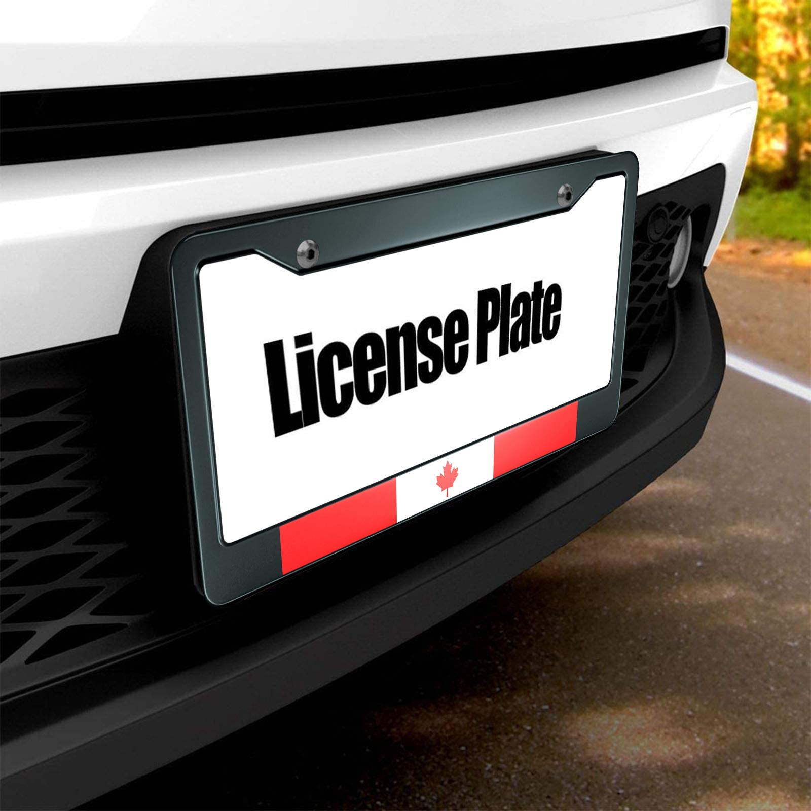 HOSNYE National Flag of Canada License Plate Frame Red Maple Leaf Metal License Plate Cover Front Plates Frames Car Tag Frame fo