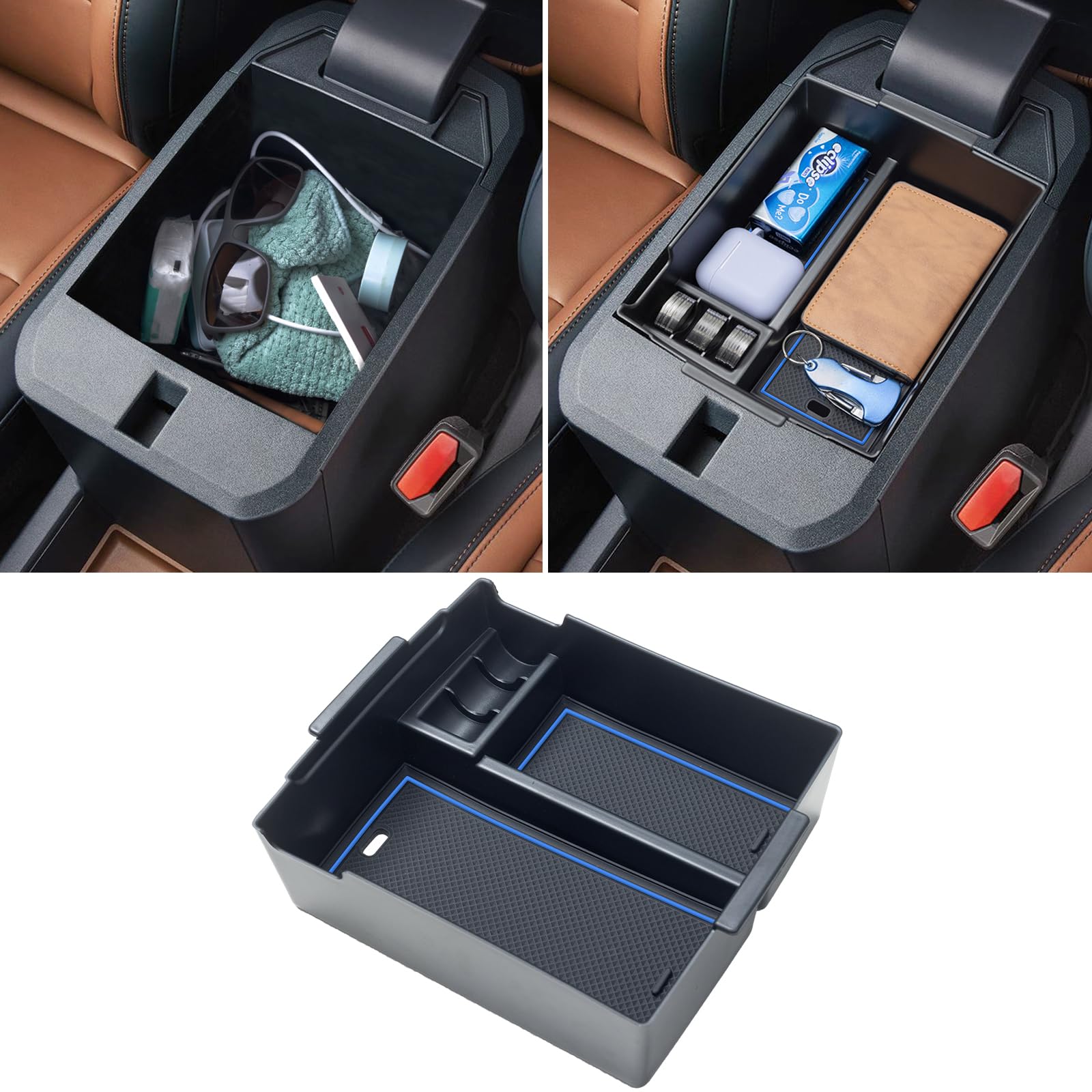 Topinstall Blue Organizer Compatible With 2022-2025 Ford Maverick Accessories, Xl Xlt Lariat Pickup Truck Center Console Storage