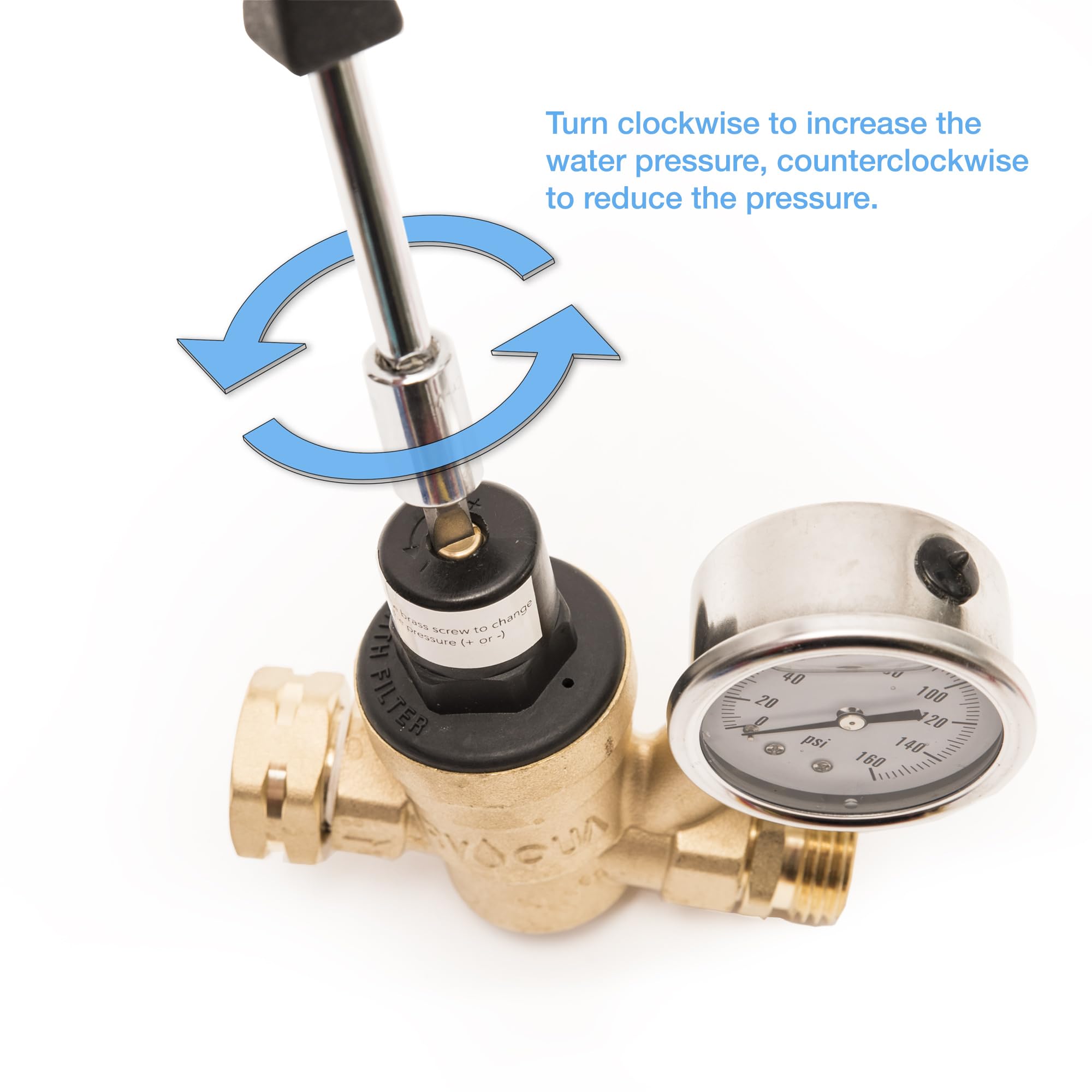 Rvaqua M11-45Psi Adjustable Water Pressure Regulator For Rv Camper - Essential Rv Accessories With 160 Psi Gauge, Inlet Stainles