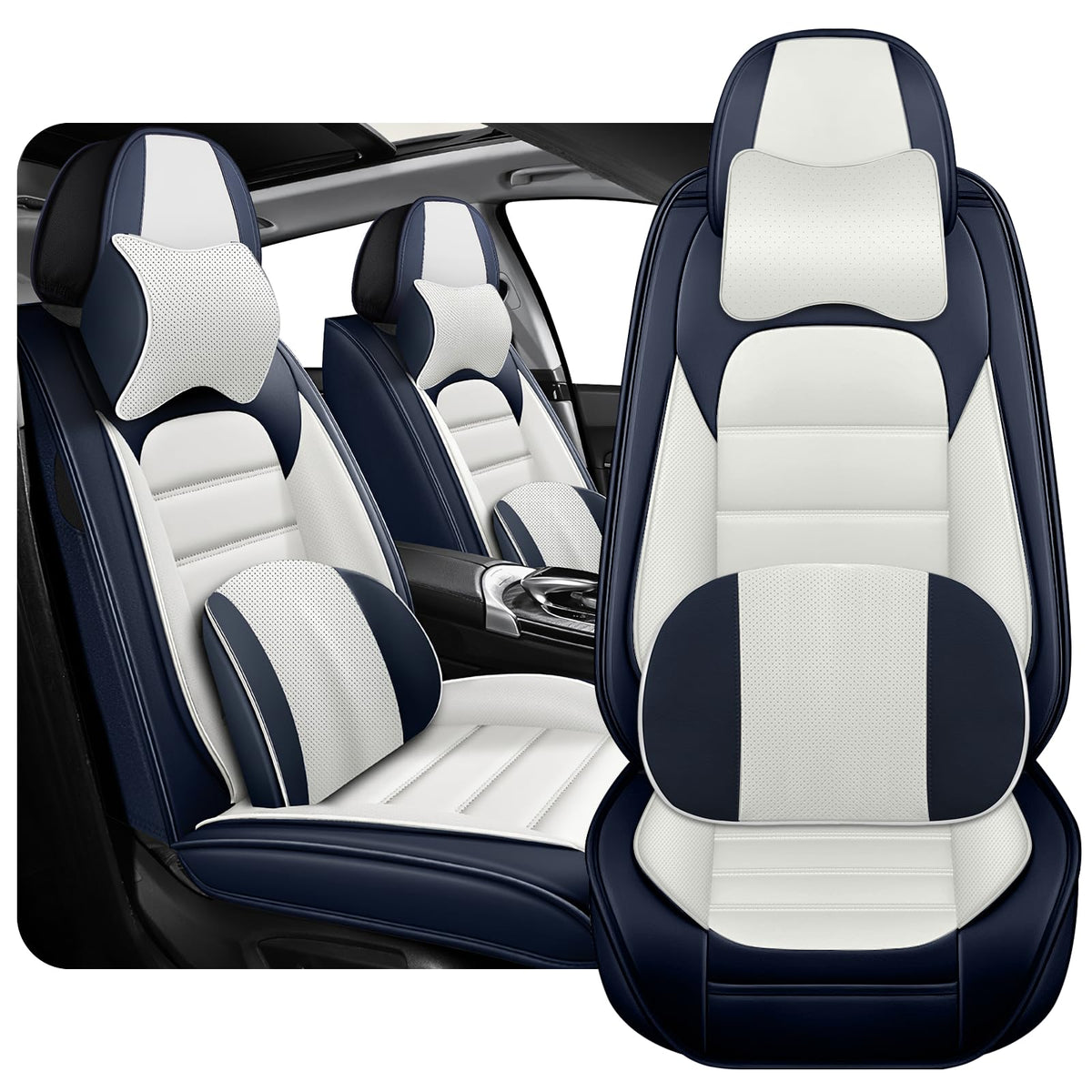 Seat Leather Cover Custom Fit for GMC Sierra Chevy Silverado 2007-2024 1500 2500HD 3500HD, Waterproof Leather Truck Seat Protect