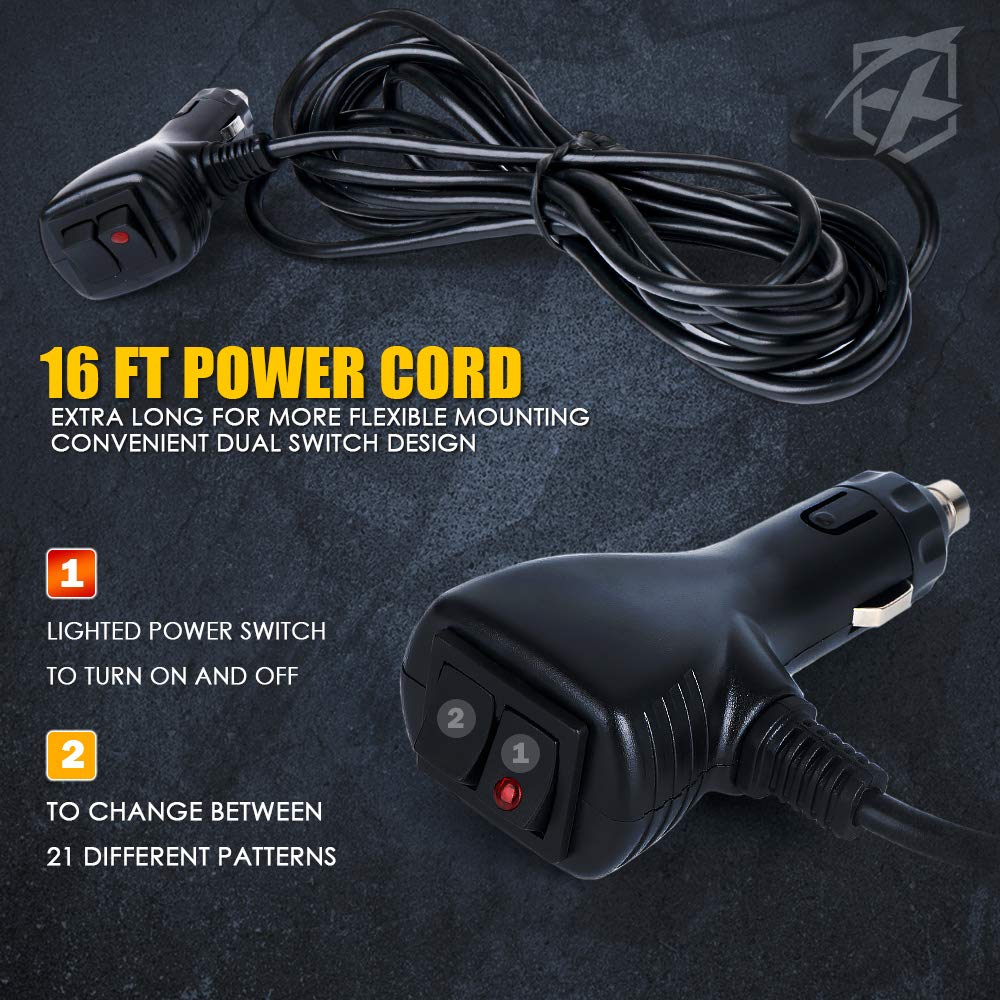 Xprite White Amber Cob Led Strobe Rooftop Flashing Light Bar Double Side Hazard Warning Beacon Lights W/Magnetic Base For Emergency Safety Vehicles Tow Trucks Cars Tractor Snowplow