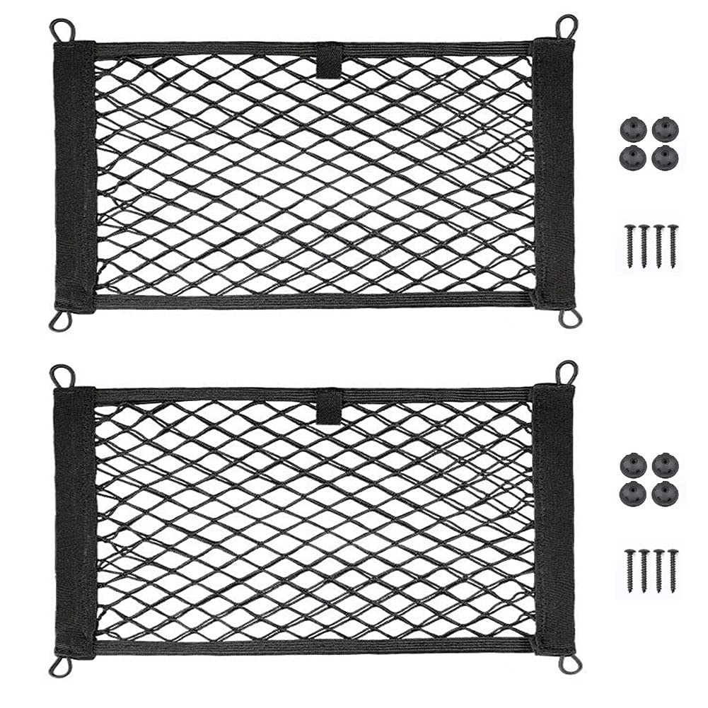 Seepong 2 Pack Large Cargo Net For Trunk, Rv, Boats Storage Mesh Pocket Net With 4 Mounting Screw And Builtin Hooks 18 X 9.8 Inch