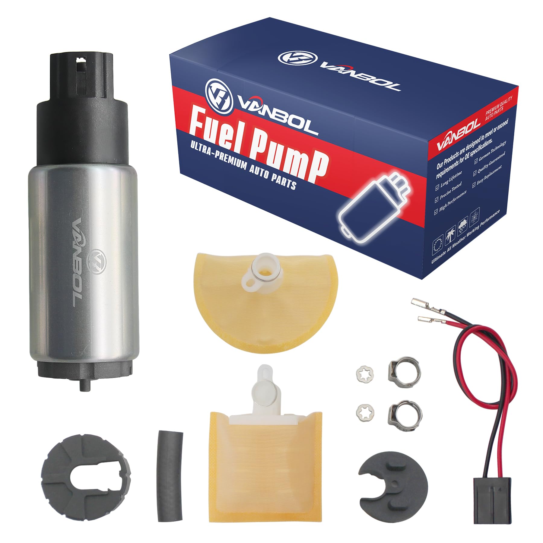 Vanbol Electric Fuel Pump Install Kit Fit Toyota Pontiac Scion Nissan Lexus Honda Ford High Flow Universal Automotive 12V Gasoli