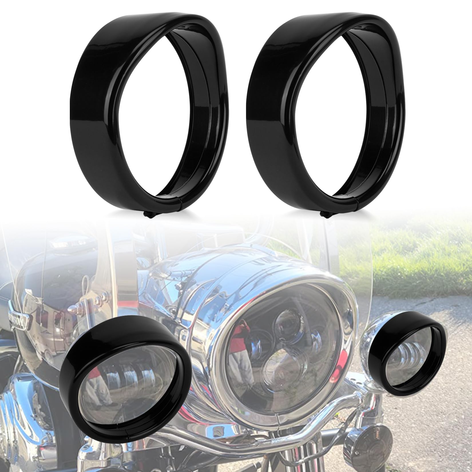PSLER 4.5 Inch Visor Style Turn Signal Trim Ring Cover Fog Light Tirm Ring Auxiliary Light Passing Lamp Bezel for Touring Street
