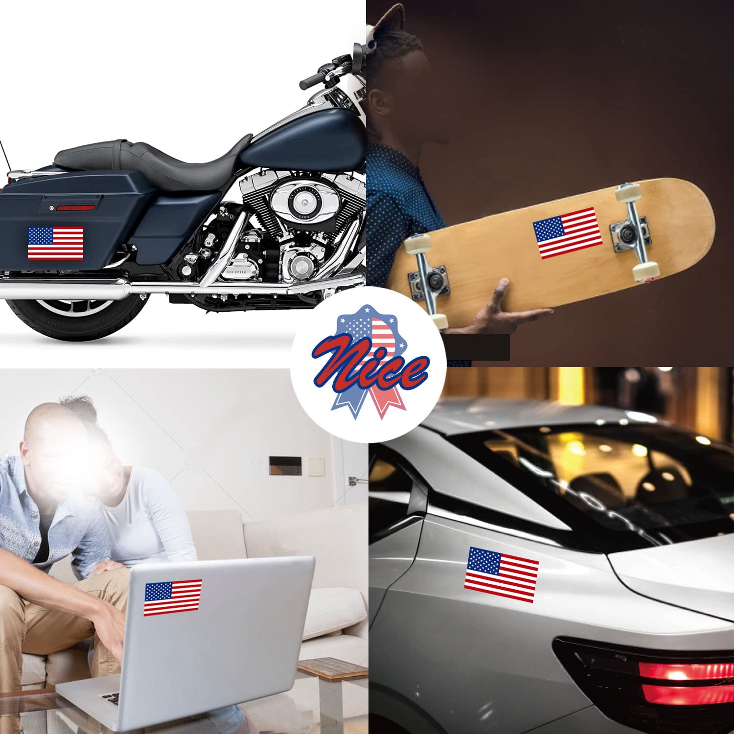 WZCNDIDI American Flag Decal,3pcs USA Flag Decal Sticker, Reflective Car Stickers for Cars/Trucks - Support US Military