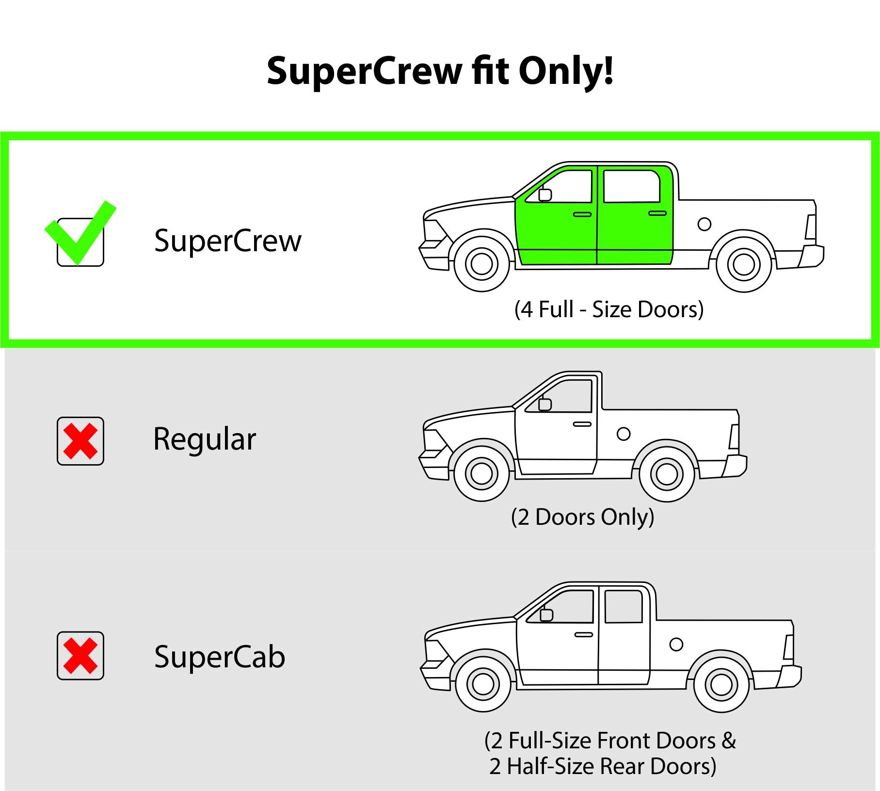 Goodyear Shatterproof In-Channel Window Deflectors For Ford F150 2015-2020 Supercrew (Fit For Ford F250-F550 17-23), Rain Guards