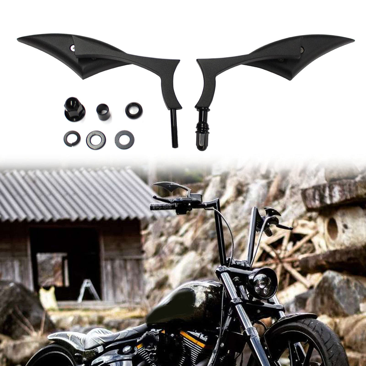 Chrome Big Blade Motorcycle Rearview Mirrors For Harley Davidson Cruiser Bobber