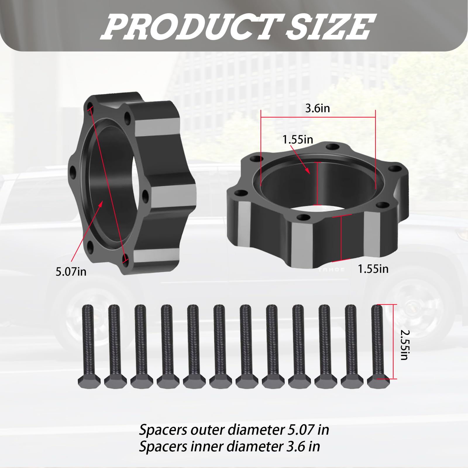 SeDeplacer CV Spacers with Hardware for 99-16 Chevy/GMC 1500, Tahoe, Yukon, Suburban - Fits 5-7.5" Suspension Lift