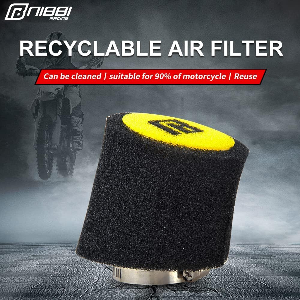 Nibbi Foam Air Filter,Universal Motorcycle Replacement High Performance 48Mm 49Mm 50Mm Air Filter Intake Cleaner For Go Kart Moped Pit Dirt Bike Parts Motorbike
