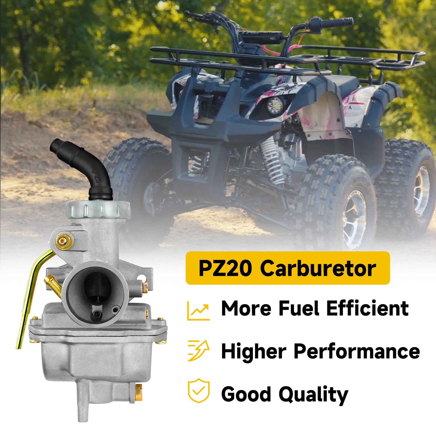 Hiaors Pz20 Carburetor Kit For Taotao Coolster 125Cc 110Cc 50Cc 70Cc 90Cc Chinese Kids Atv Quad 4 Wheeler Baja Sunl Nst Kazuma Roketa Loncin Lifan Buyang Lcebear Vitacci 4 Stroke Engine Go Kart Parts