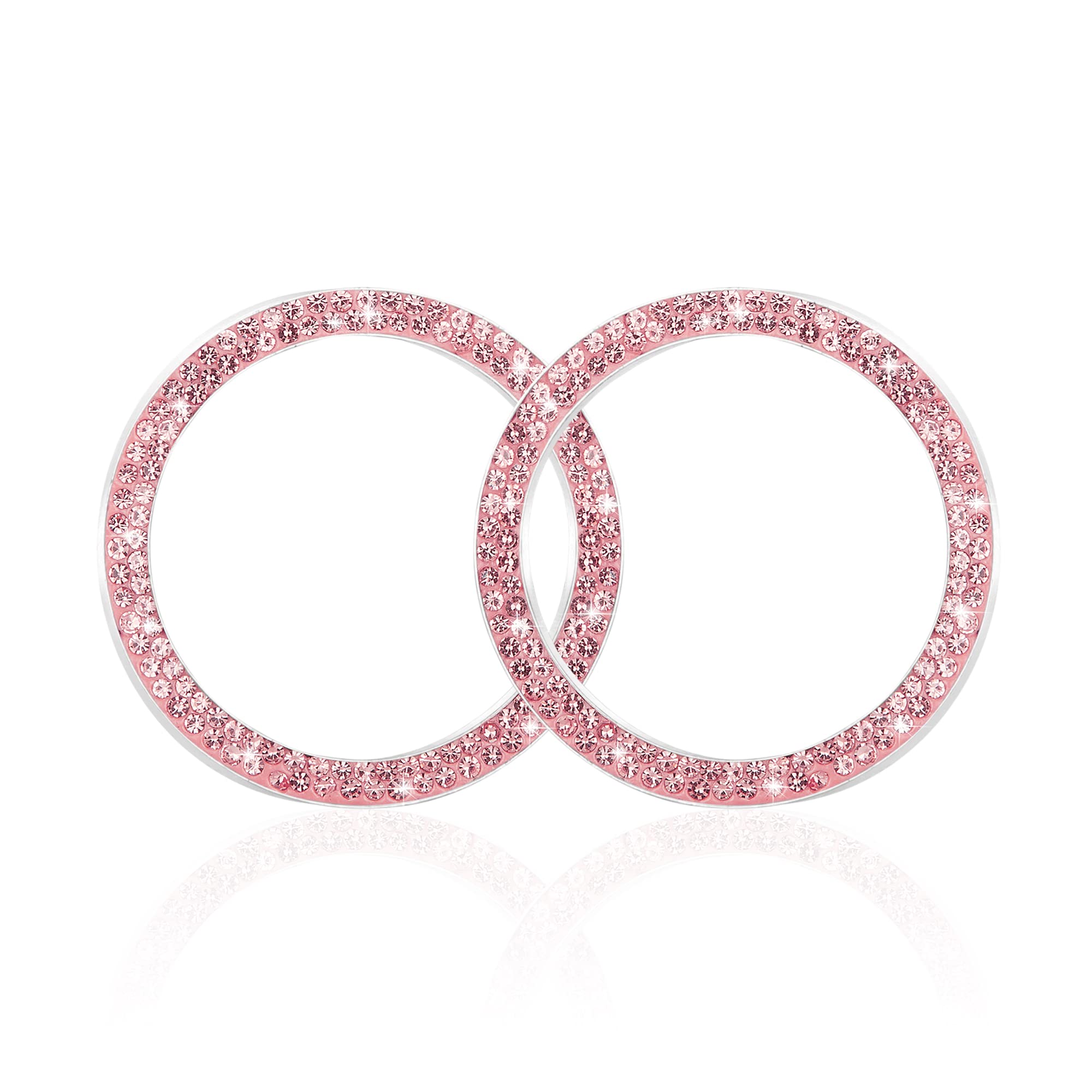 Winka Auto Key Ignition Button Key Knobs, Bling For Car Interior Decoration 2Pcs Pink