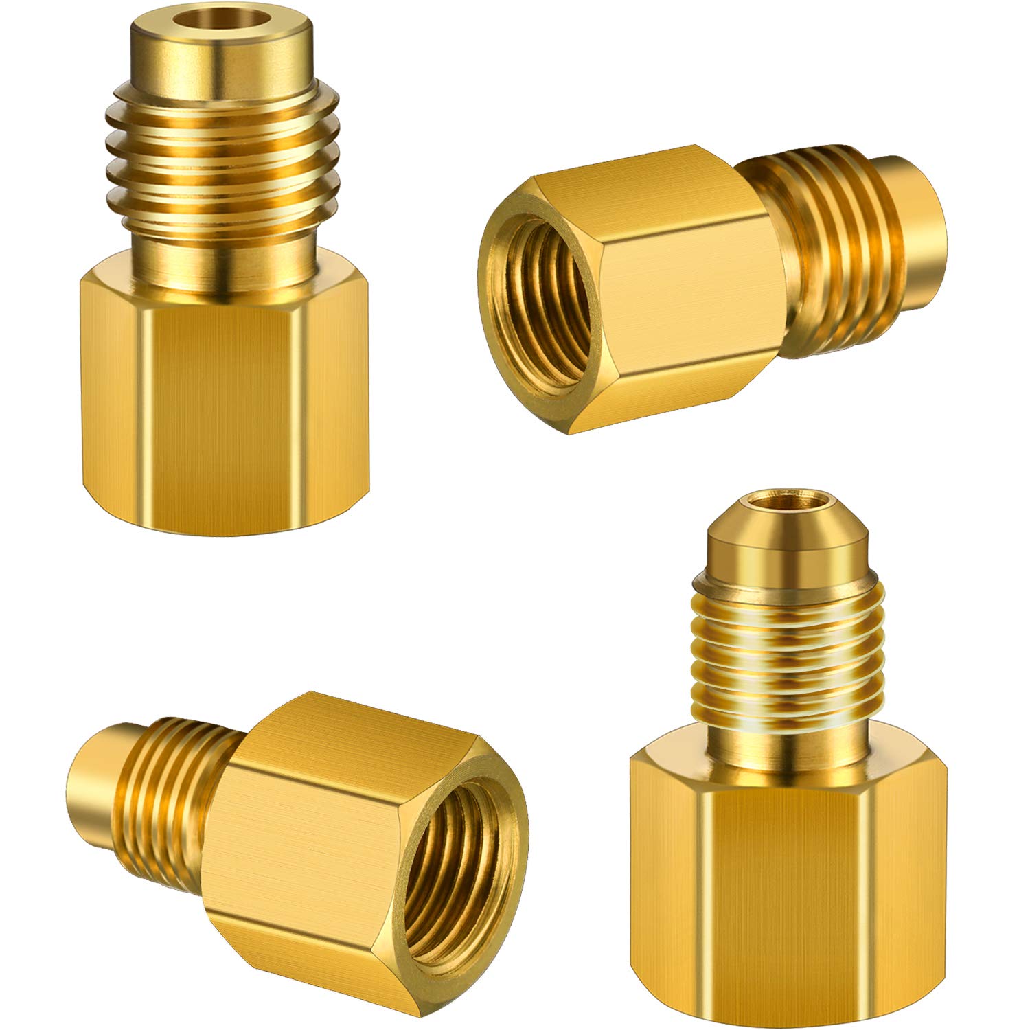 4 Pieces 6015 R134A Brass Refrigerant Tank Adapter To R12 Fitting Adapter 1/2 Female Acme To 1/4 Male Flare Adaptor Valve Core A