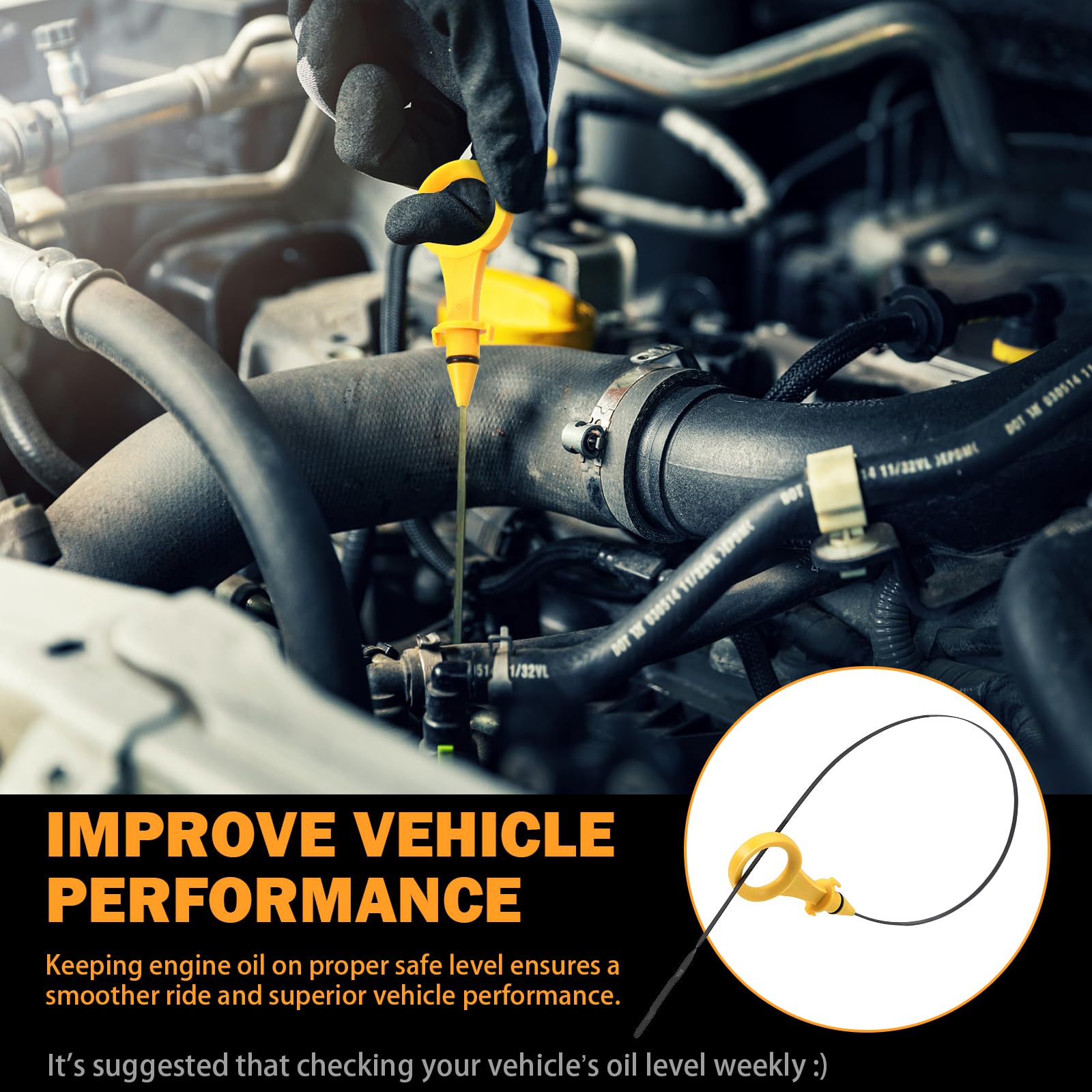 06J115611F Oil Dipstick For 2008-2013 Audi A3, 09-17 A4 A5 Quattro, 12-16 Q3, 11-15 Q5, 08-13 Jetta, 08-18 Passat B6 2.0T Engine