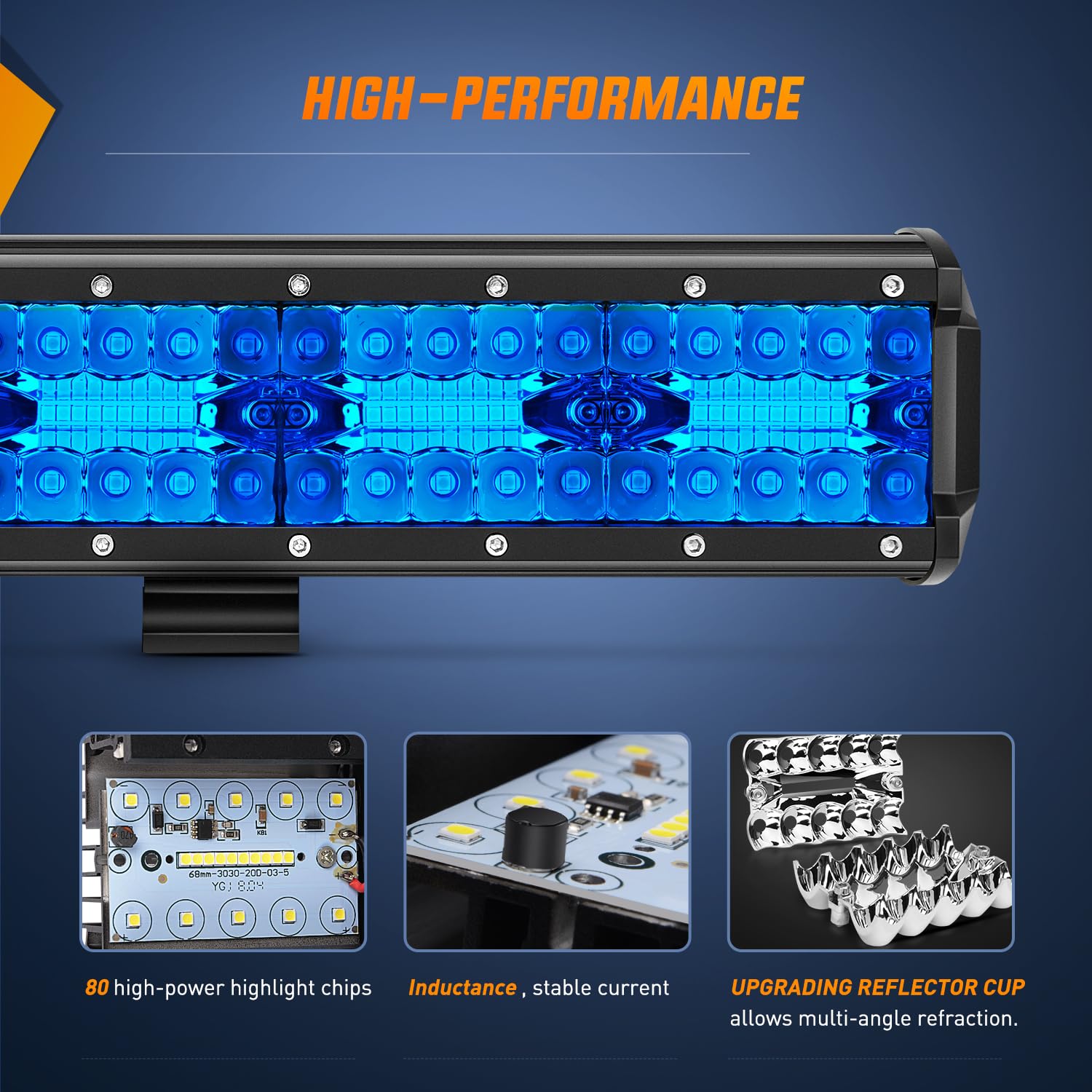 Nilight 12 Inch Led Light Bar Blue Triple Row 240W Spot Flood Combo 30000Lm Driving Boat Off Road Fishing Hunting Emergency Safe