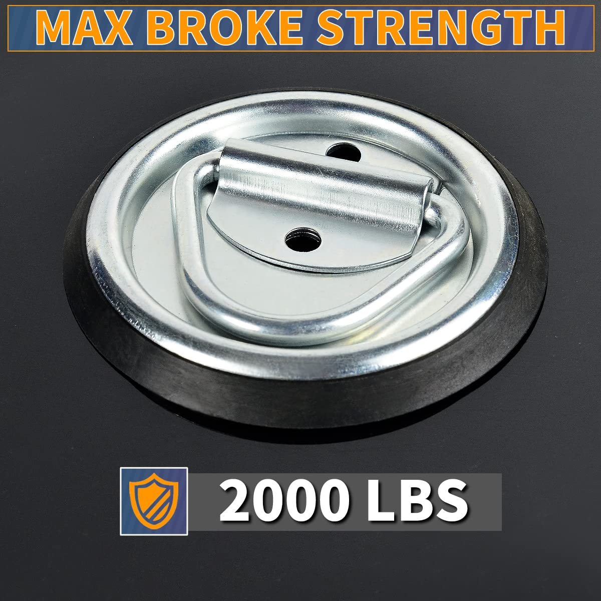 Jamiikury 4Pcs D-Ring Tie Down Anchors, 4 Inch Heavy Duty Tie Down Hooks Floor Flush Surface Mount For Trailers, Truck, Bed Brac