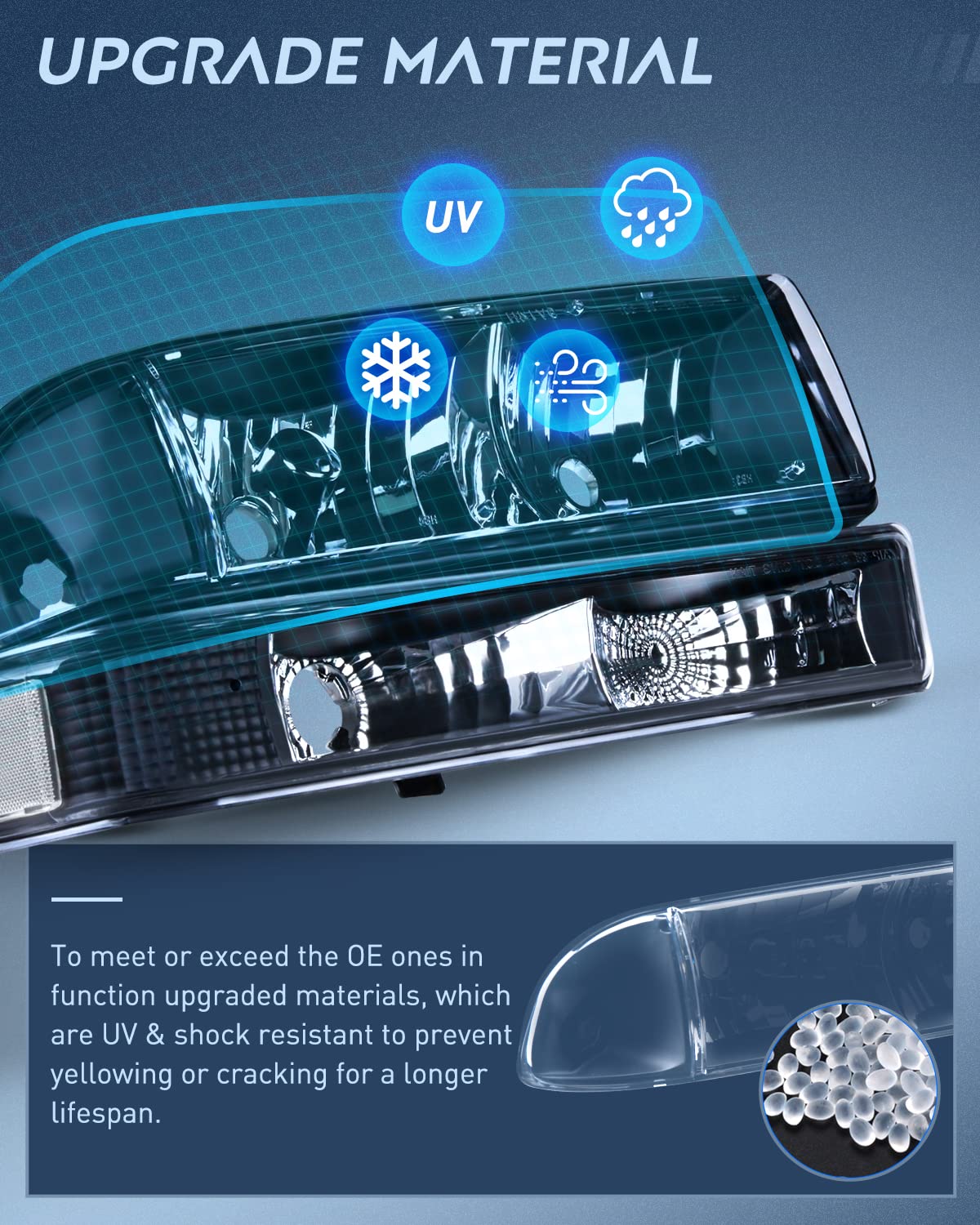 Nilight Headlight Assembly for 1998 1999 2000 2001 2002 2003 2004 2005 Chevy Blazer Headlights 1998-2004 Chevrolet S10 Pickup Replacement Headlamp Housing Bumper Lights, 2 Years Warranty