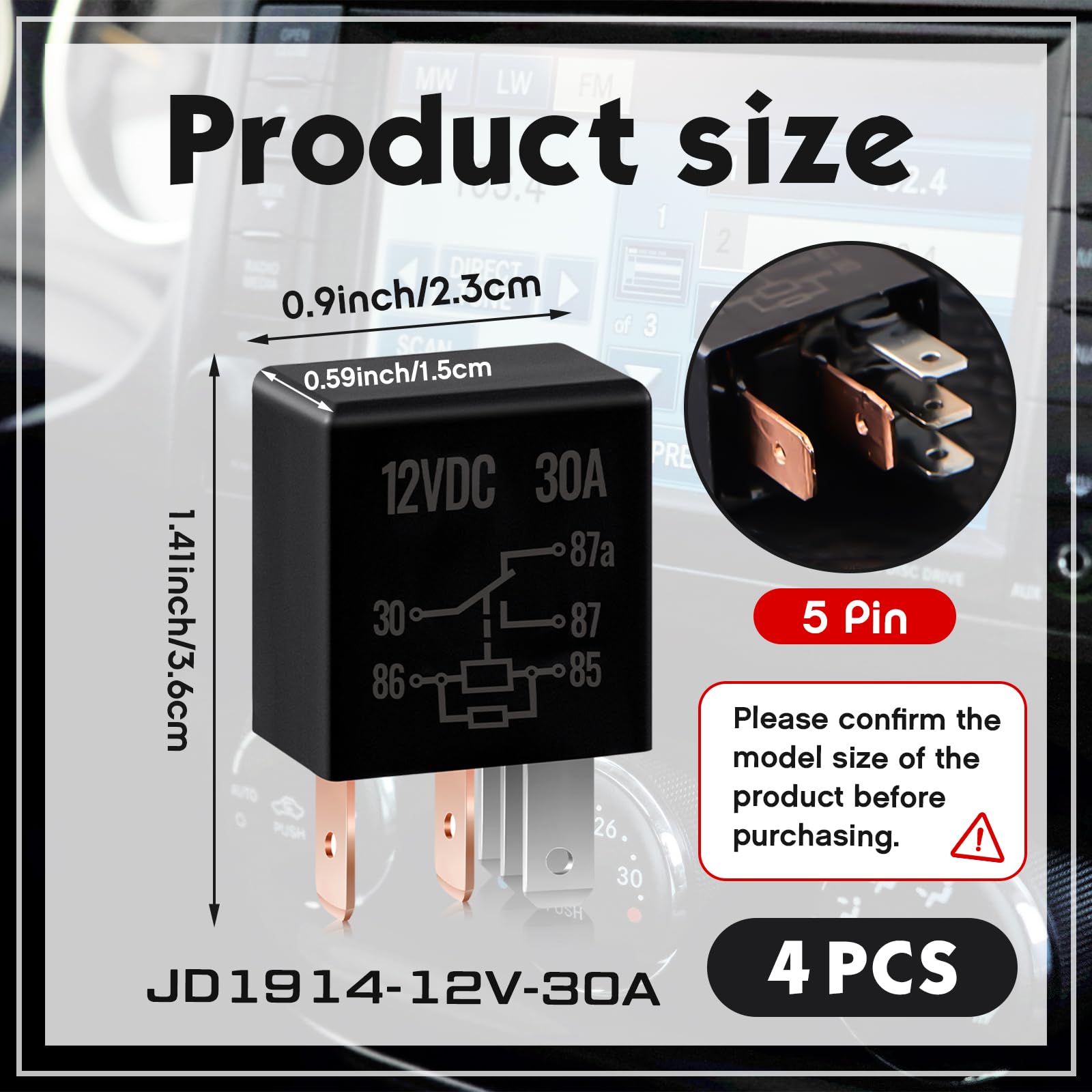 Tallew 5 Pin 12V Relay 12V 30A Relay Multi Purpose Automotive Relay Black Starter Relay Car Heavy Duty Relay For Car Motor Autom