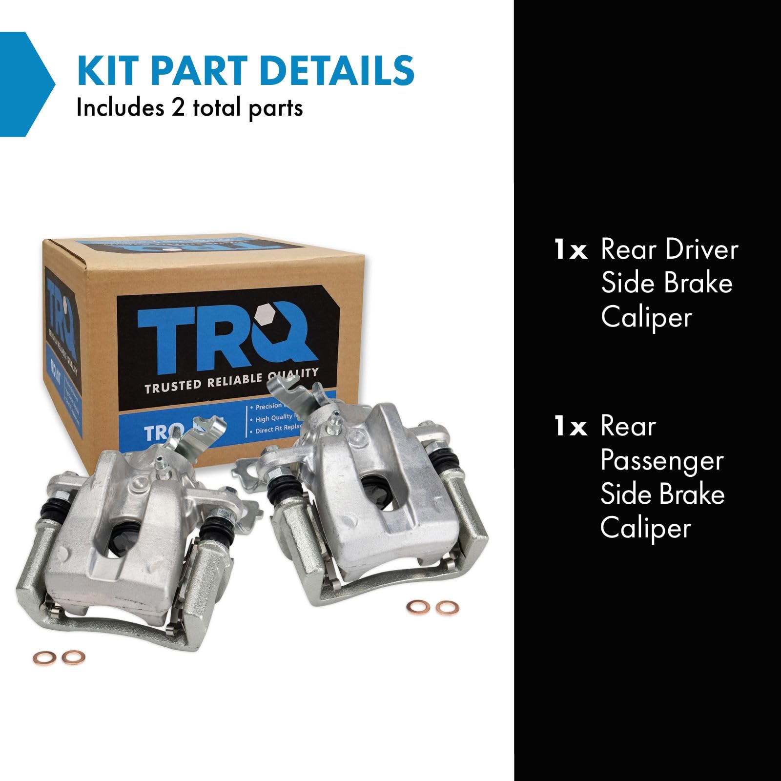 Trq Rear Brake Caliper Set Compatible With 2009-2010 Pontiac Vibe 2009-2019 Toyota Corolla 2009-2013 Matrix