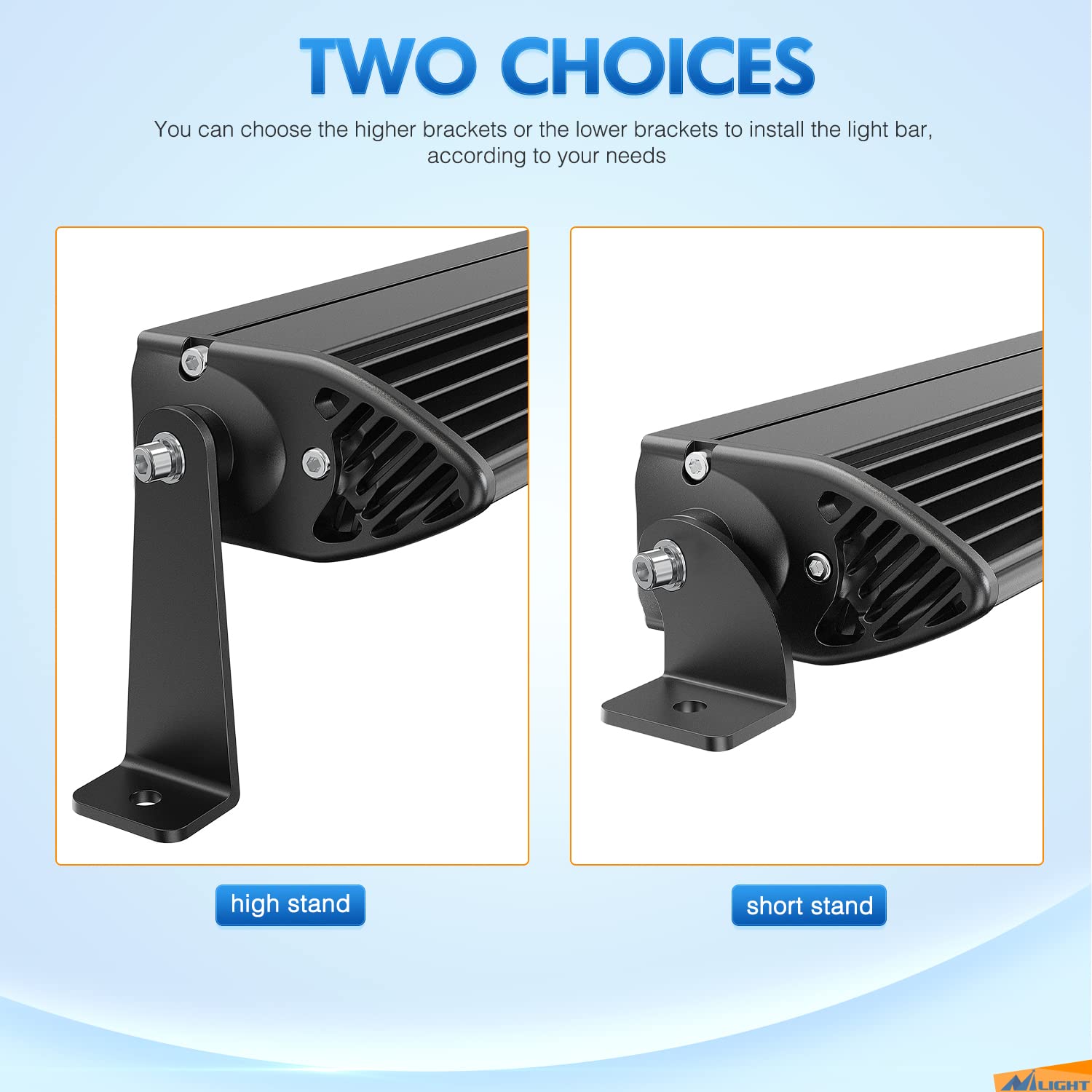 Nilight 2Pcs Universal Side-Mounted Brackets Adjustable Compatible With Straight Or Curved Led Light Bar, 2 Years Warranty,Black