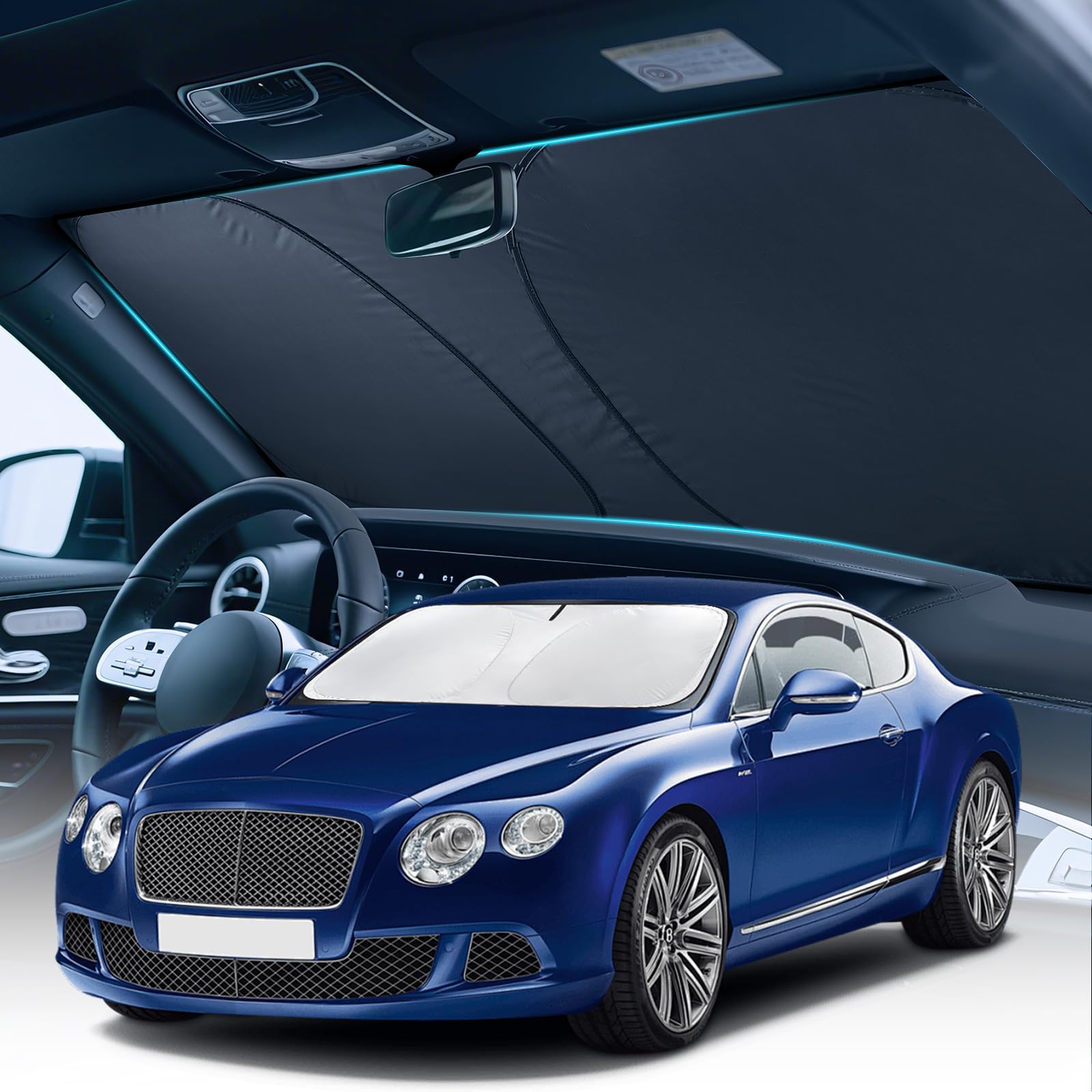 FLORICH Car Windshield Sunshade Reflective Car Sun Protection Blocks 99% Heat & Keeps Interior Cool Foldable Sun Visor Cover Uni