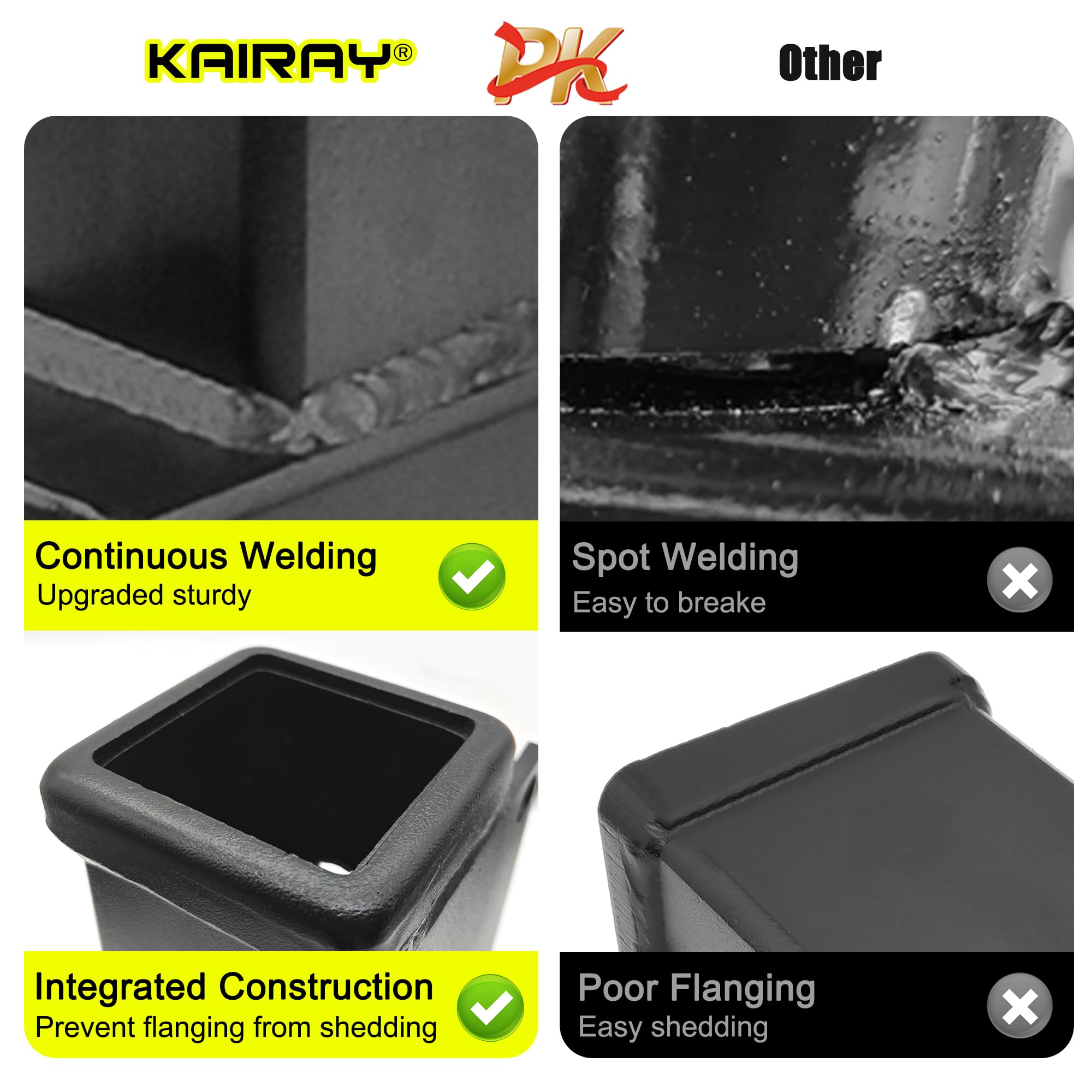 Kairay Trailer Dual Hitch Extender Adapter With 2-Inch & 10-Inch Riser/Drop, Fit For 2'' Receiver, 2-Inch Solid Shank, 10000Lbs