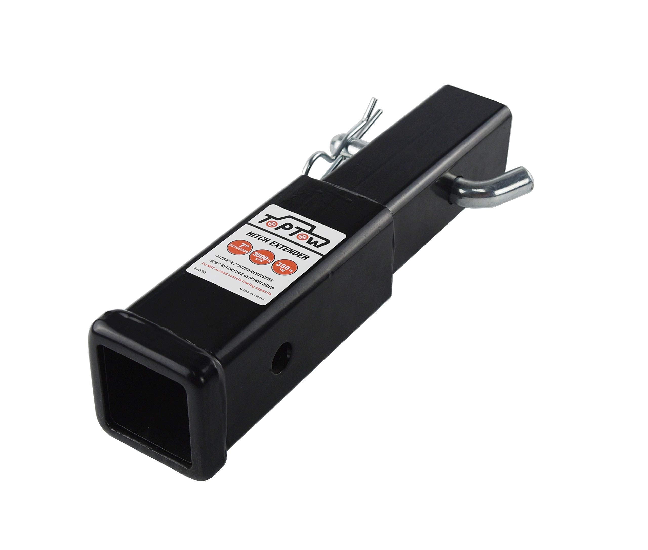 Toptow Hitch Extender, Fits For 2 Inch Receiver, 7 Inch Extension Length, With 5/8 Inch Hitch Pin