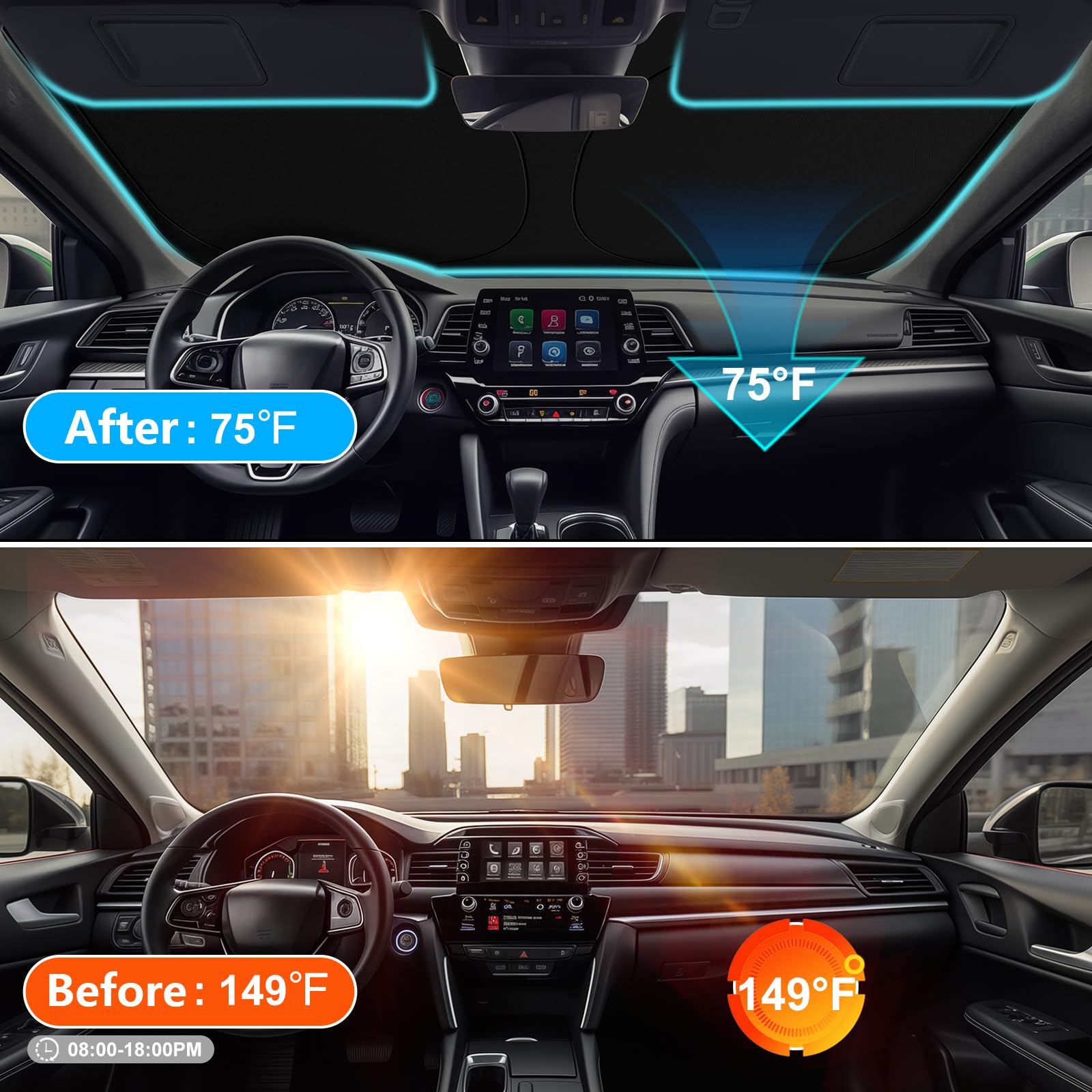 Shinehome Car Windshield Sun Shade For 2018 2019 2020 2021 2022 2023 2024 2025 Honda Accord Front Window Sun Visor Reflector 210