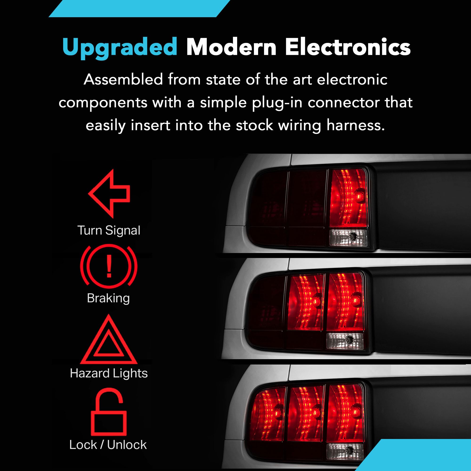 Raxiom Sequential Turn Signal Tail Light Harness | Easy To Install Plug And Play Rear Tail Light Assembly | Fits Perfect With St