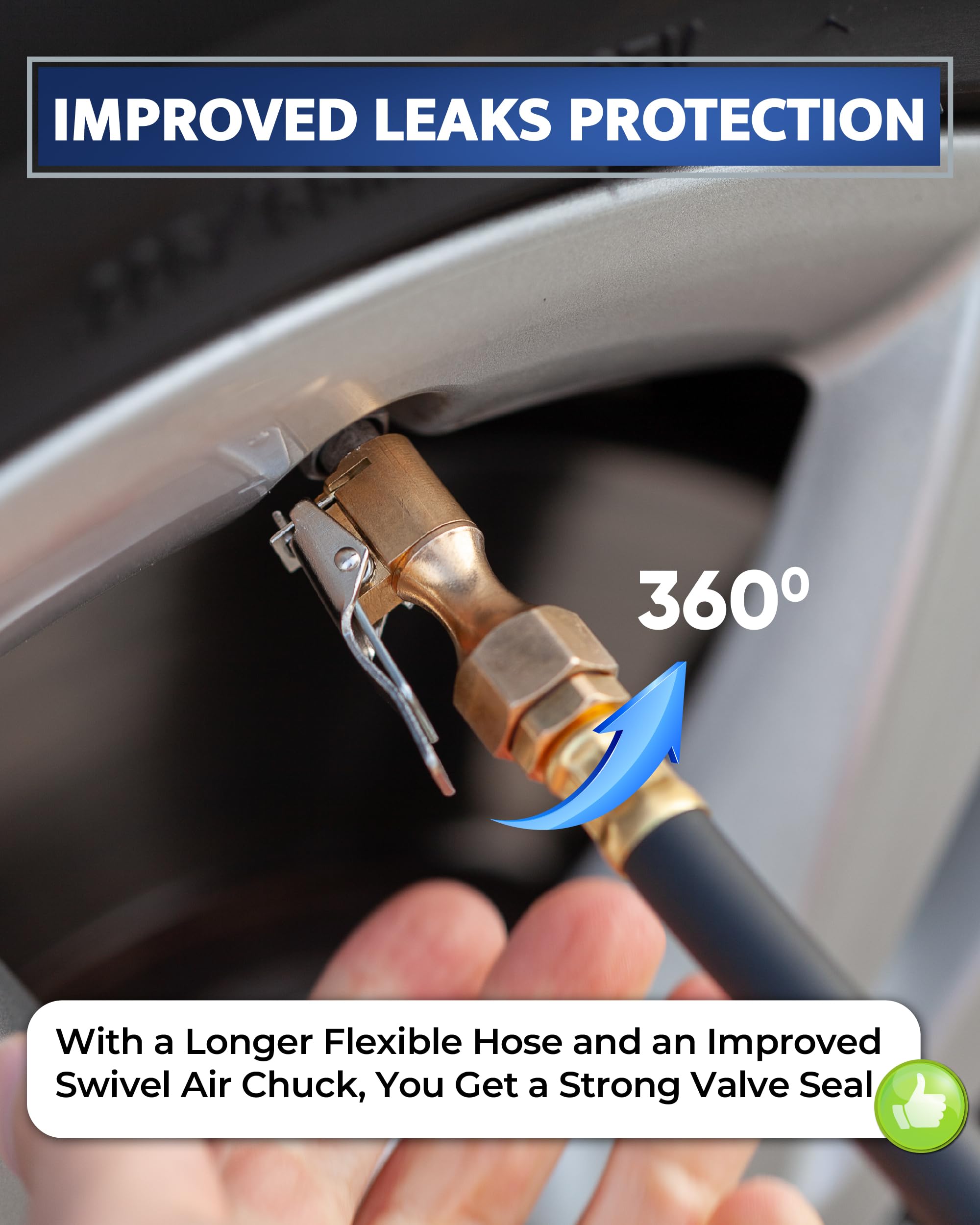 Digital Tire Pressure Gauge With Inflator, Improved Leaks Protection, 200Psi Air Chuck With Pressure Gauge And Air Compressor Ac