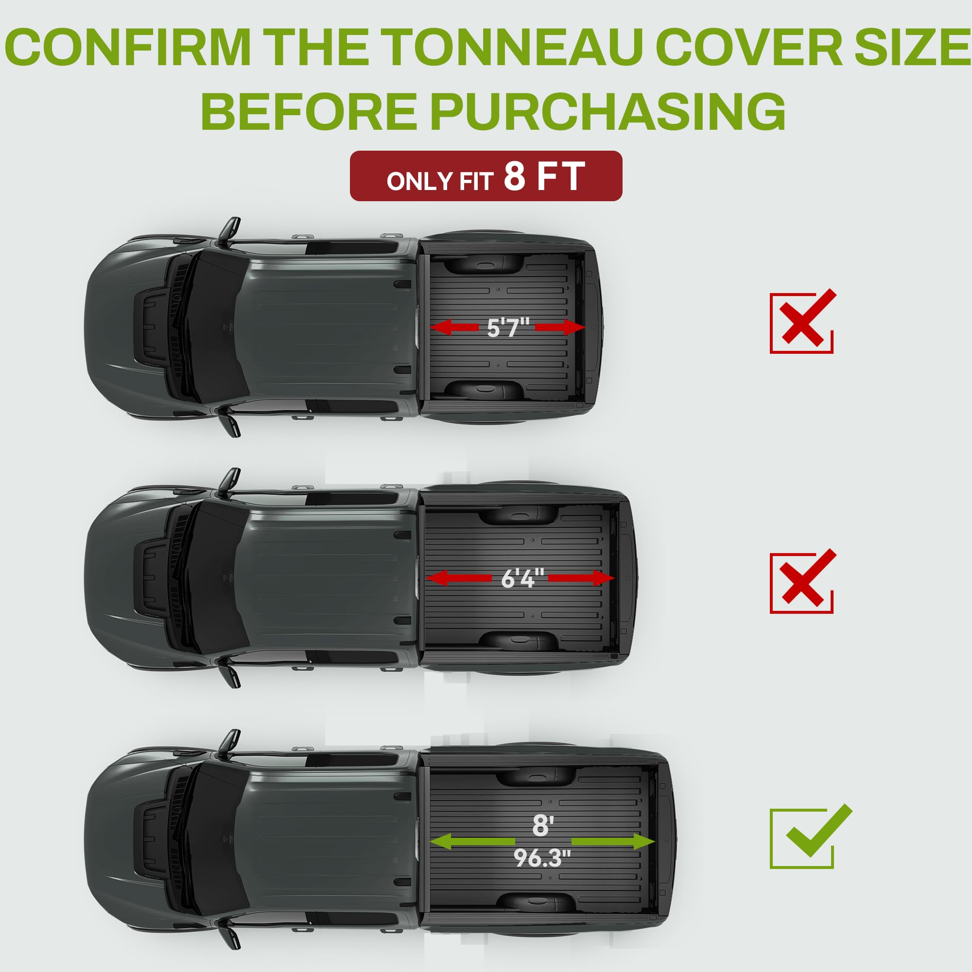 Autosaver88 Hard Quad Fold Truck Bed Tonneau Cover Fit For Dodge Ram 1500 2002-2023, Dodge Ram 2500 3500 2003-2025 With 8Ft Bed