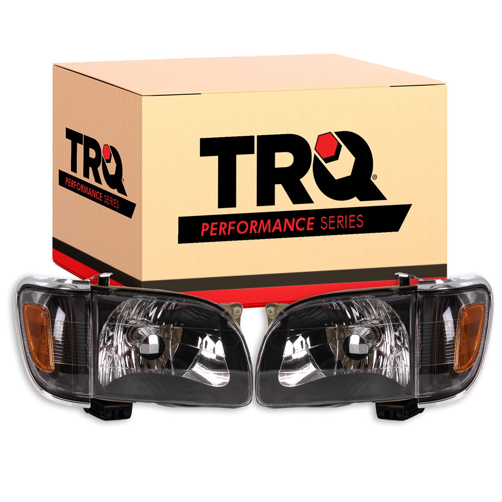 Trq Headlight Assembly Set Headlights Driver & Passenger Side Halogen Compatible With 2001-2004 Toyota Tacoma To2502136 To250313