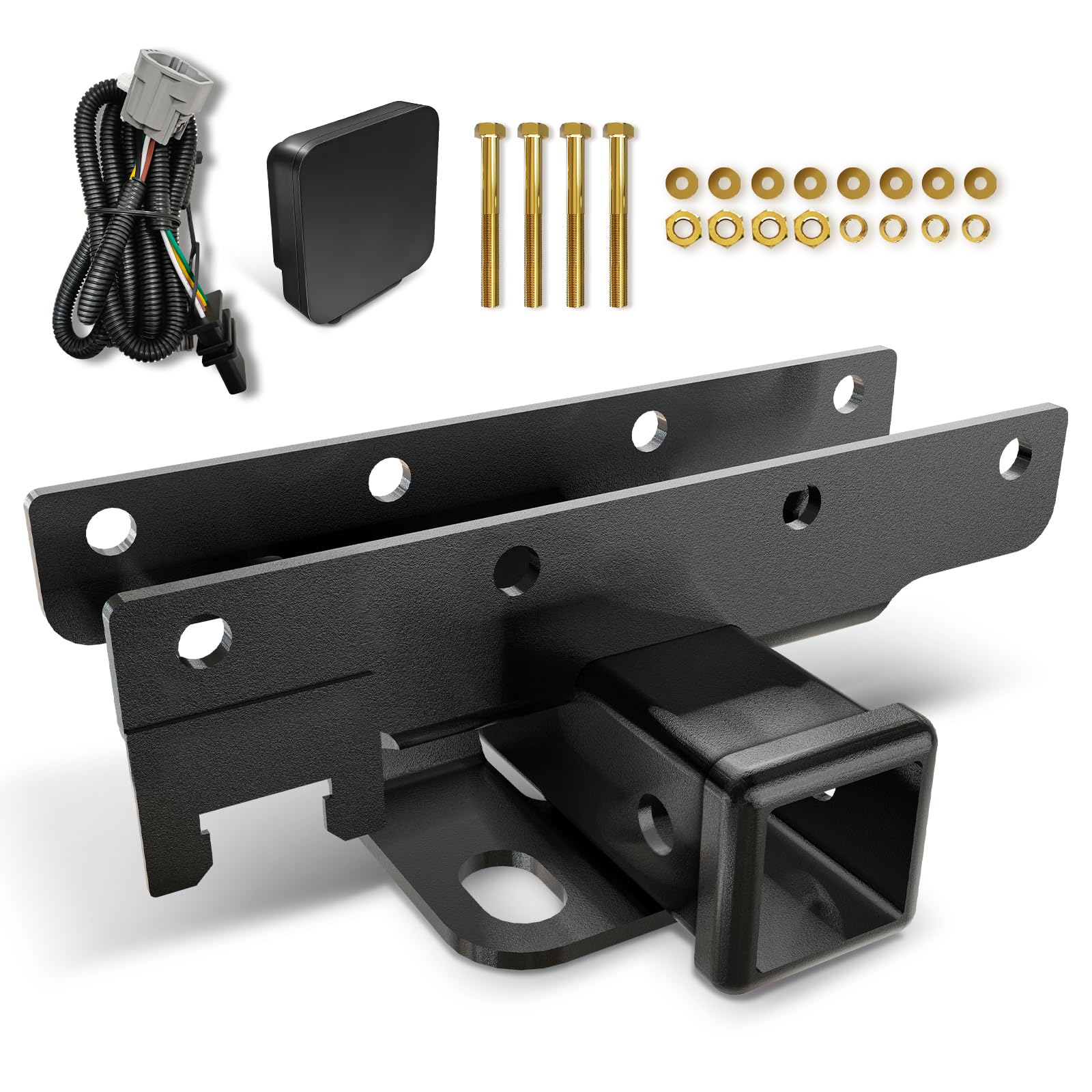 Yzona For Jeep Wrangler Tow Hitch Trailer Kit With 4-Pin Wiring Harness Compatible With 2007-2018 Jeep Wrangler Jk Jku Hitch Rec