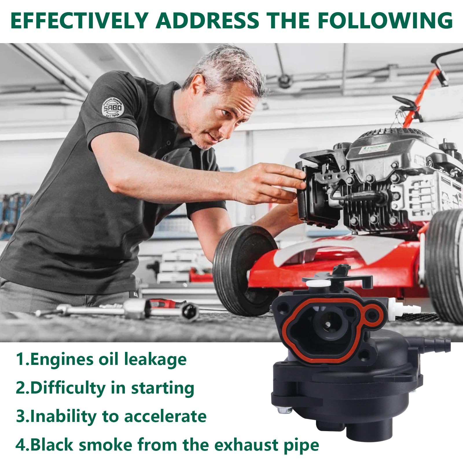 IWIWE 799583 Carburetor for Lawn Mower Engine 300E 450E 500E 550EX 500 125cc 140cc 08P502 8P502 09P602 9P602 Replaces 593261 595