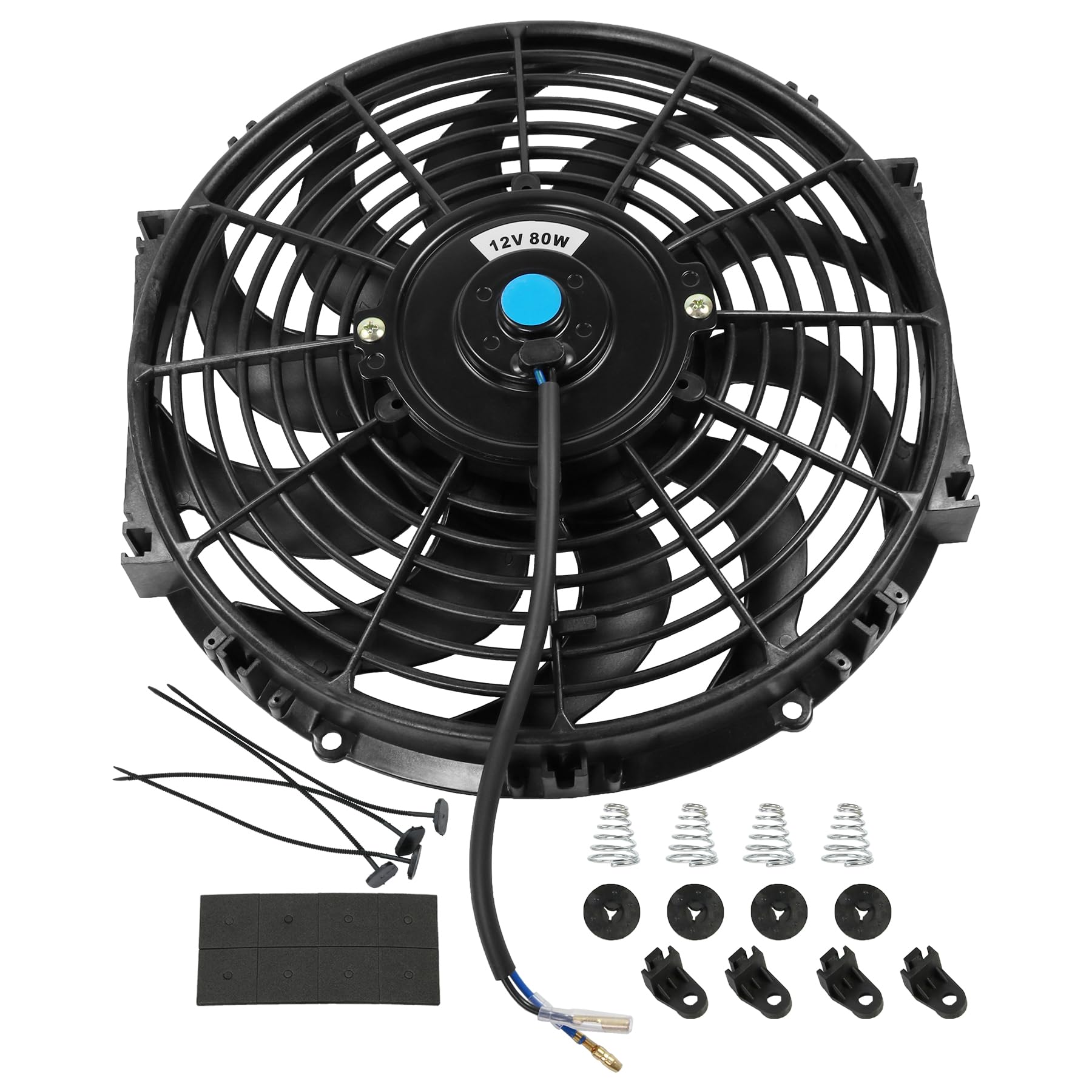 JDMSPEED New 12 Inch Universal Slim Fan Push Pull Electric Radiator Cooling 12V Mount Kit
