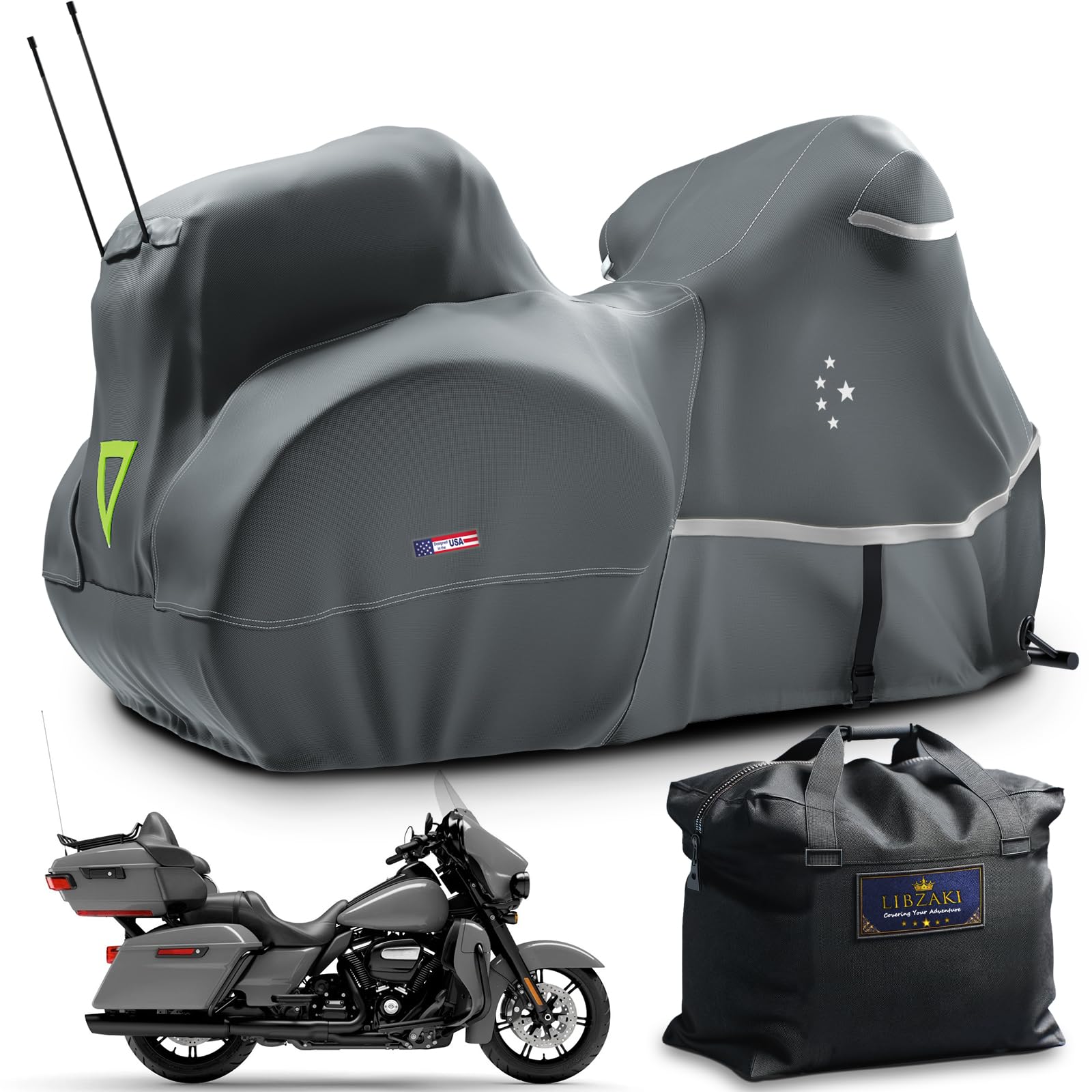 Motorcycle Cover With Side+Top Box Li Libzaki Heavy Duty 600D Waterproof For Touring Models Harley Davidson Ultra Limited,Road G