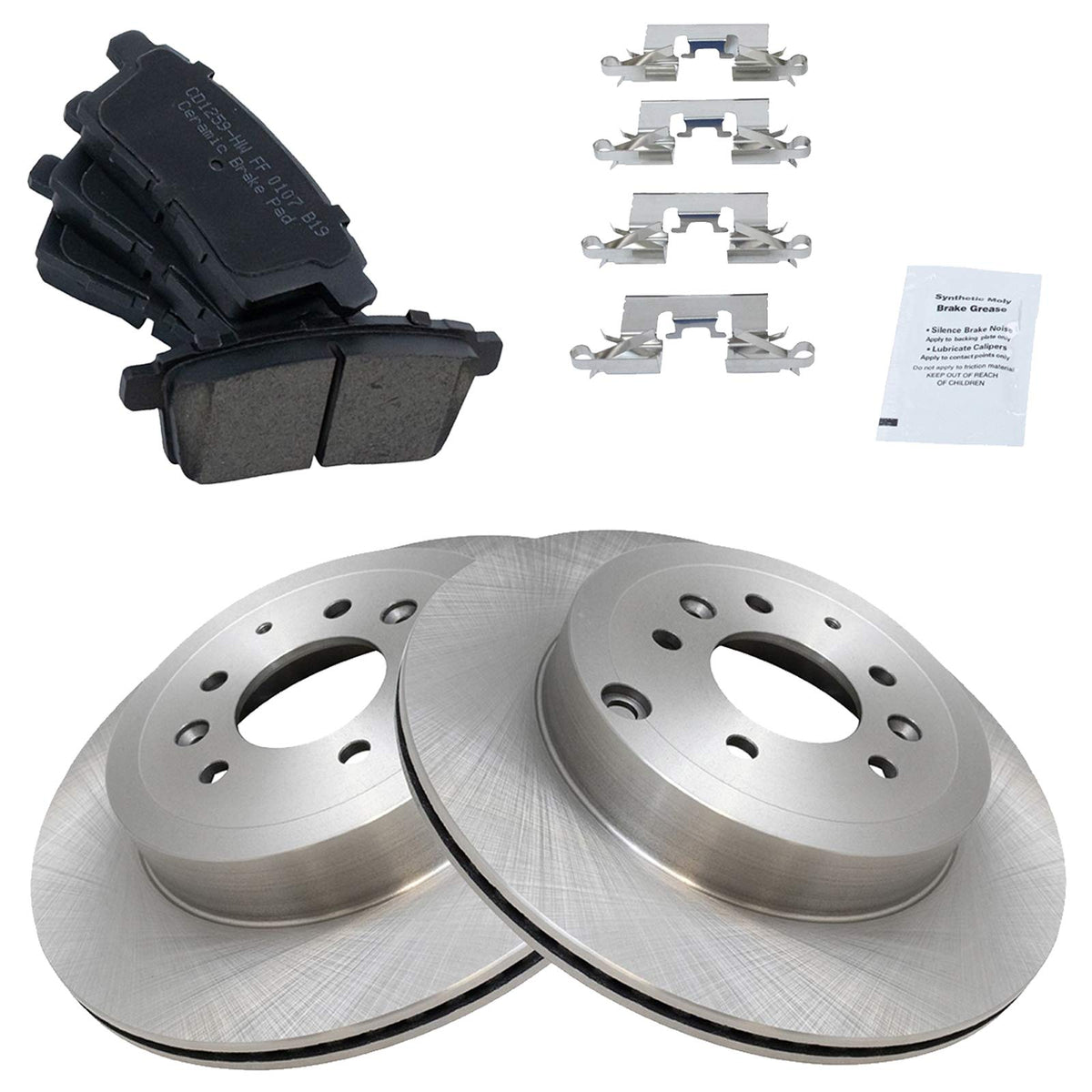 Trq Rear Brake Pad & Rotor Kit Brake Pads Brake Rotor Ceramic Compatible With 2007-2015 Mazda Cx-9