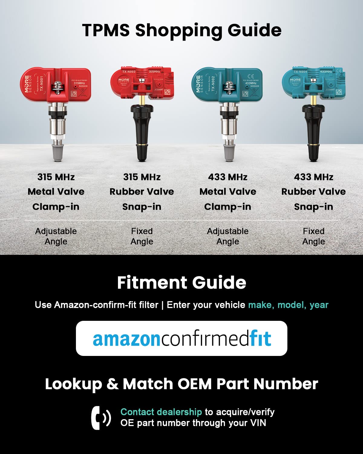 Moresensor Signature Series 433Mhz Tpms Tire Pressure Sensor 4-Pack | Preprogrammed For Select 850+ European/American Brand Mode