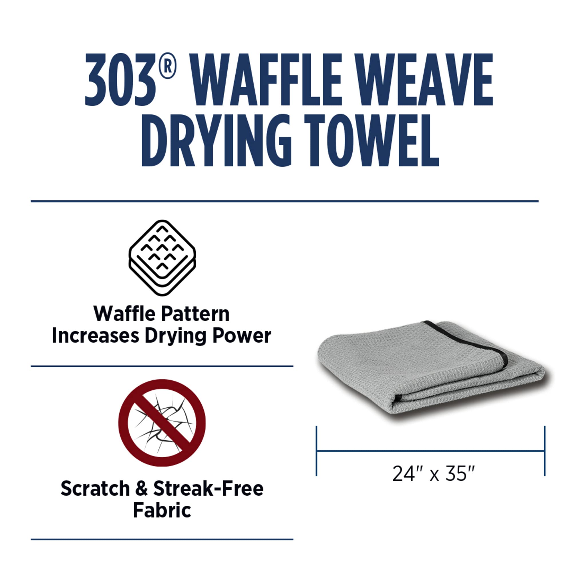 303 Products Waffle Weave Drying Towel - Premium And Ultra Absorbent - Safely Dries Paint Without Scratching - Perfect For Use A