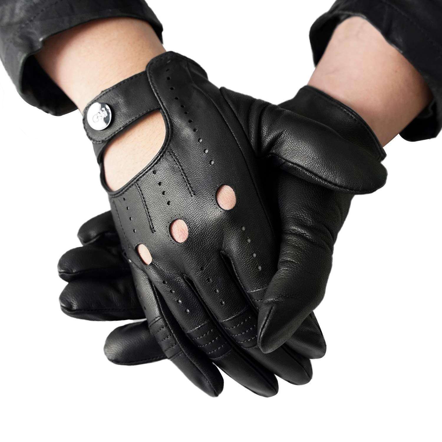 Gsg Men Leather Gloves Black Driving Cycling Touchscreen Motorcycle Unlined Gloves 9.5