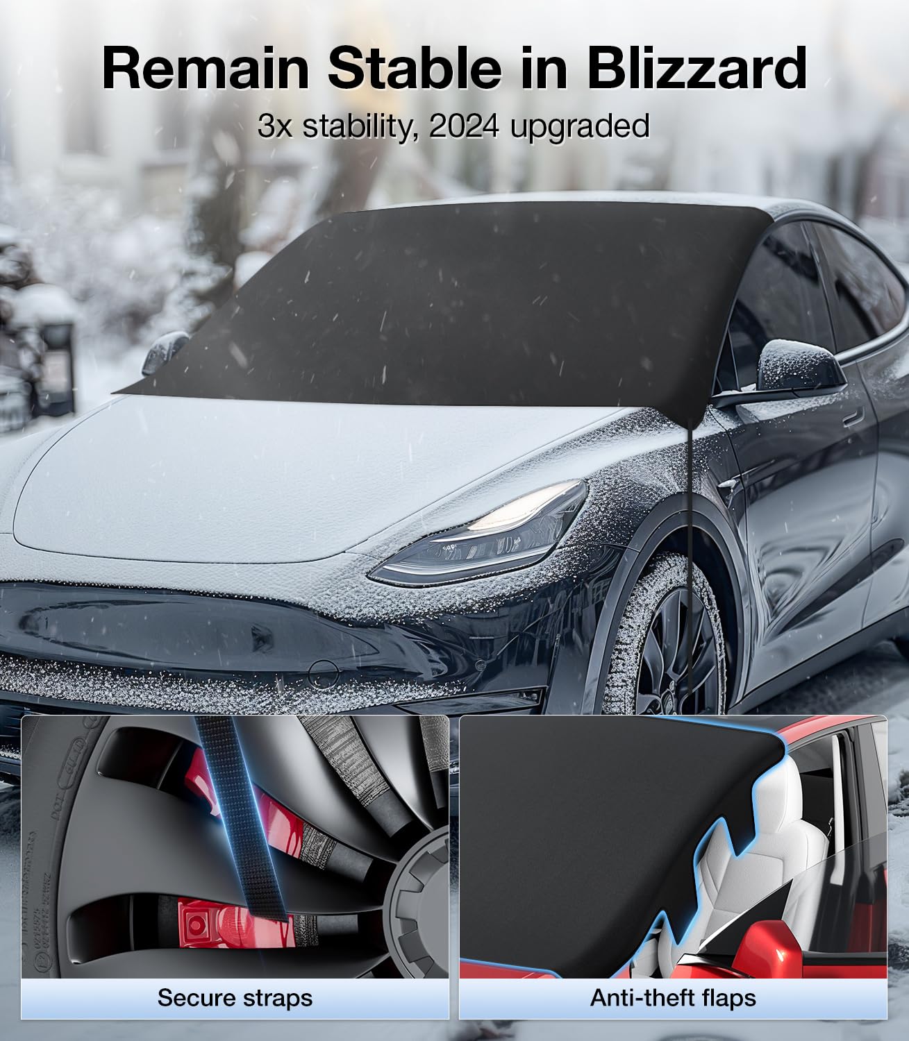 2025 Upgrade Car Windshield Snow Cover For Ice & Snow - 600D Heavy-Duty Magnetic Windshield Protector, All-Season Frost Shield,